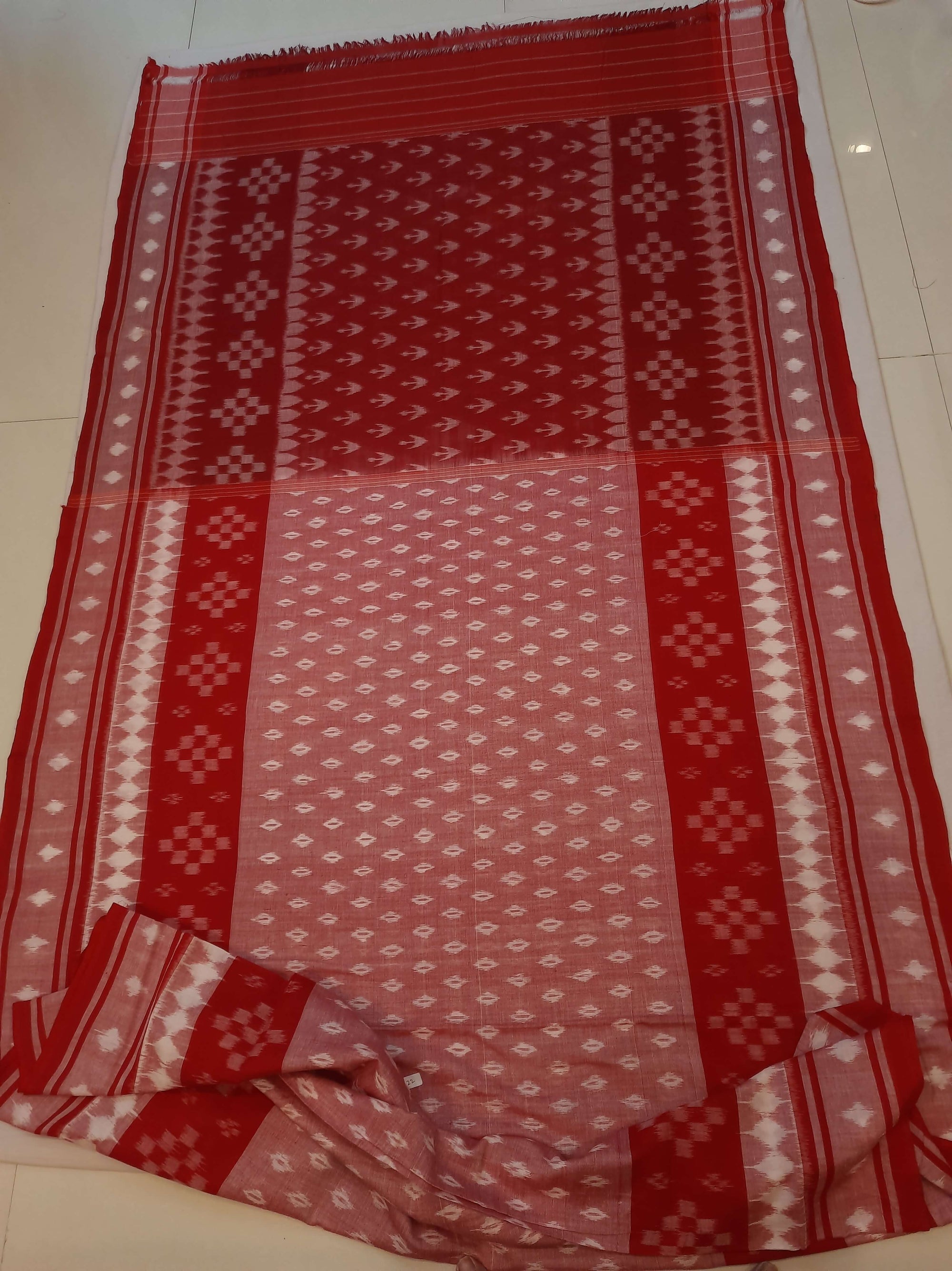 Pink Cotton Ikat saree with cotton ikat blouse piece