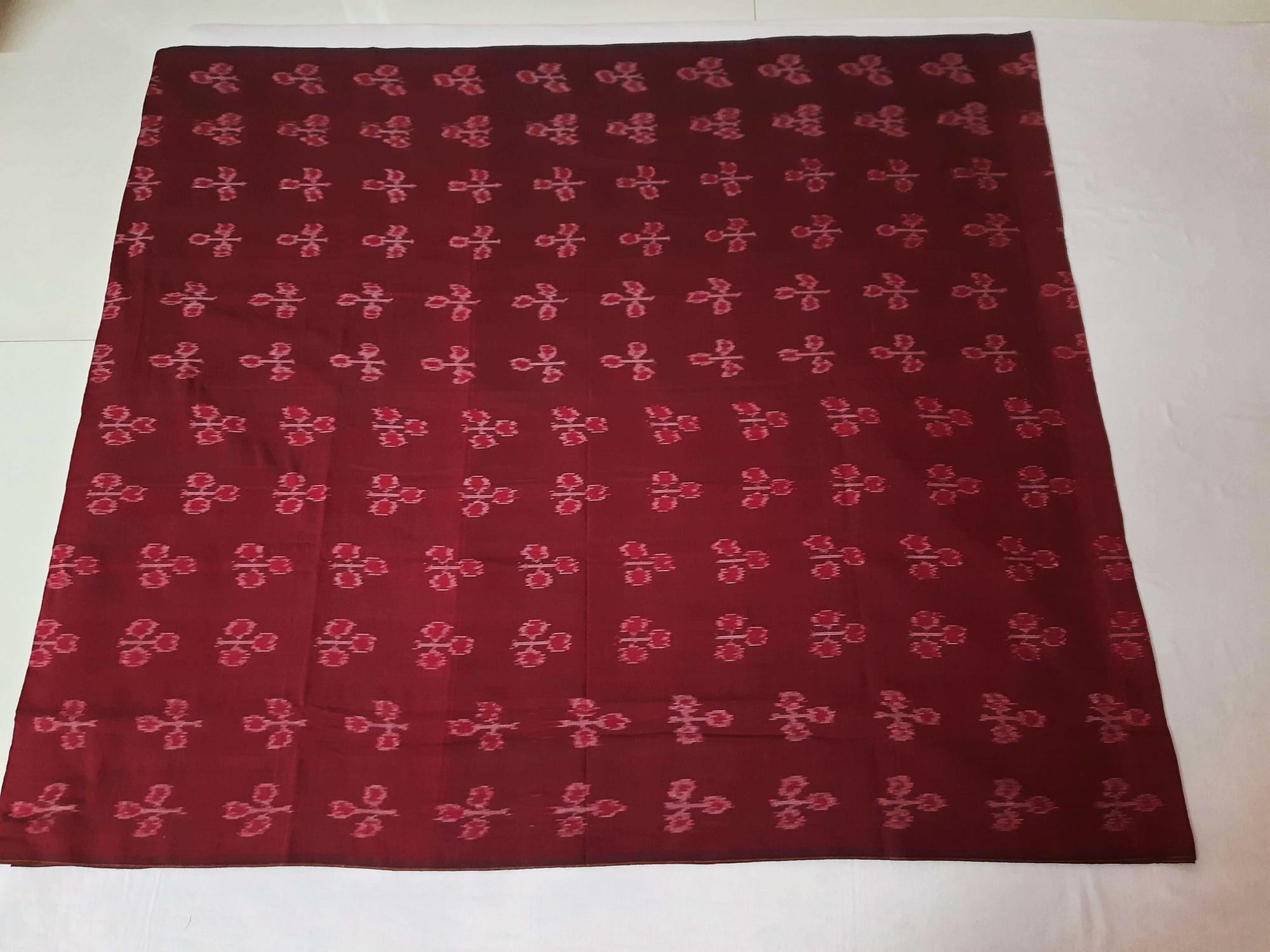 Beige checkered body Cotton Odisha Ikat saree with mix match cotton ikat blouse