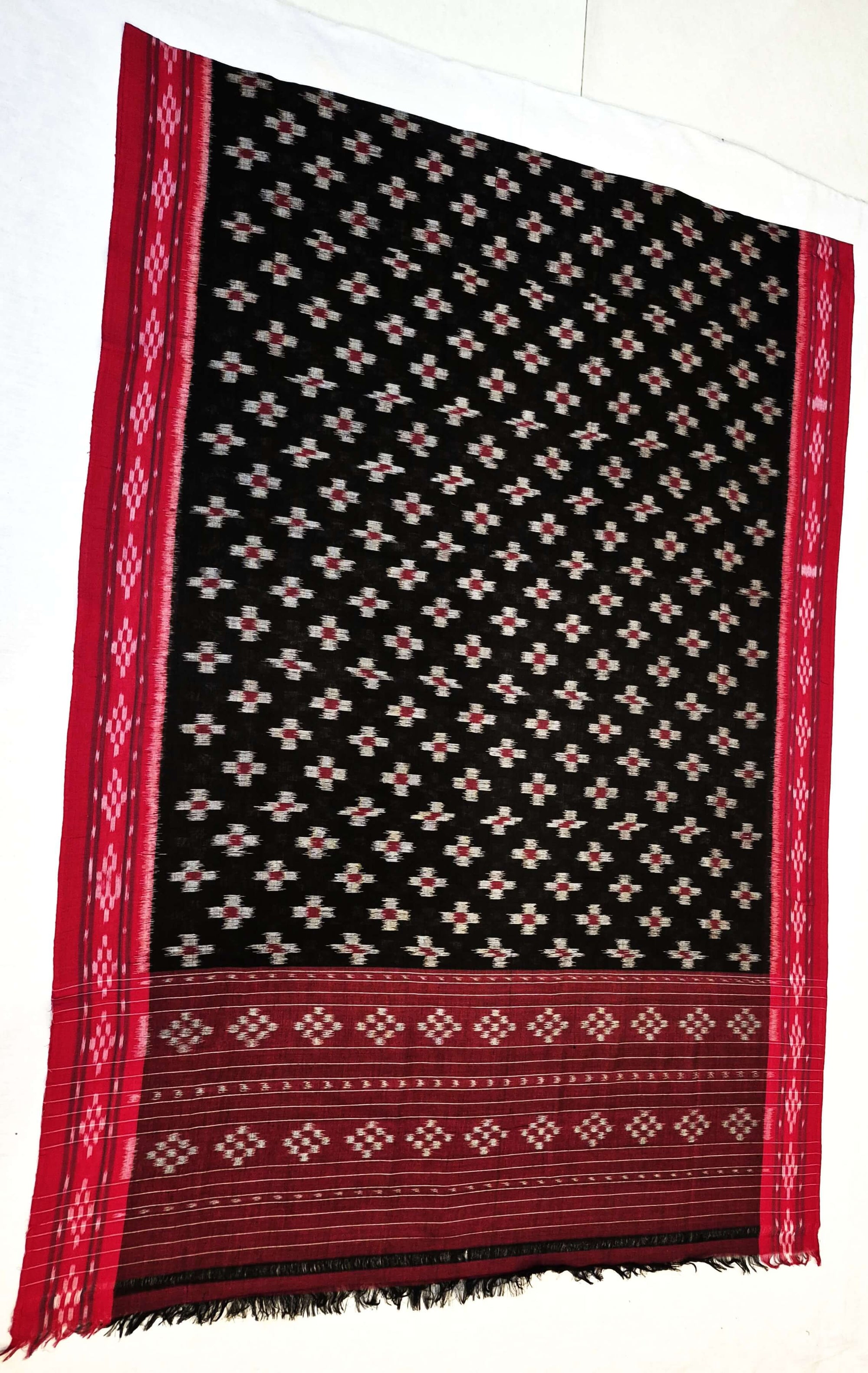 Black and Red Odisha Cotton Ikat Dupatta