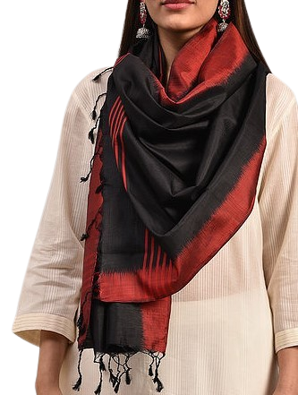 Black and Red Mulberry Silk Stole