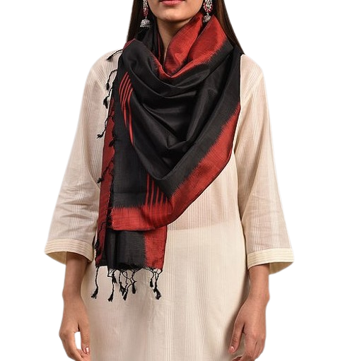 Black and Red Mulberry Silk Stole