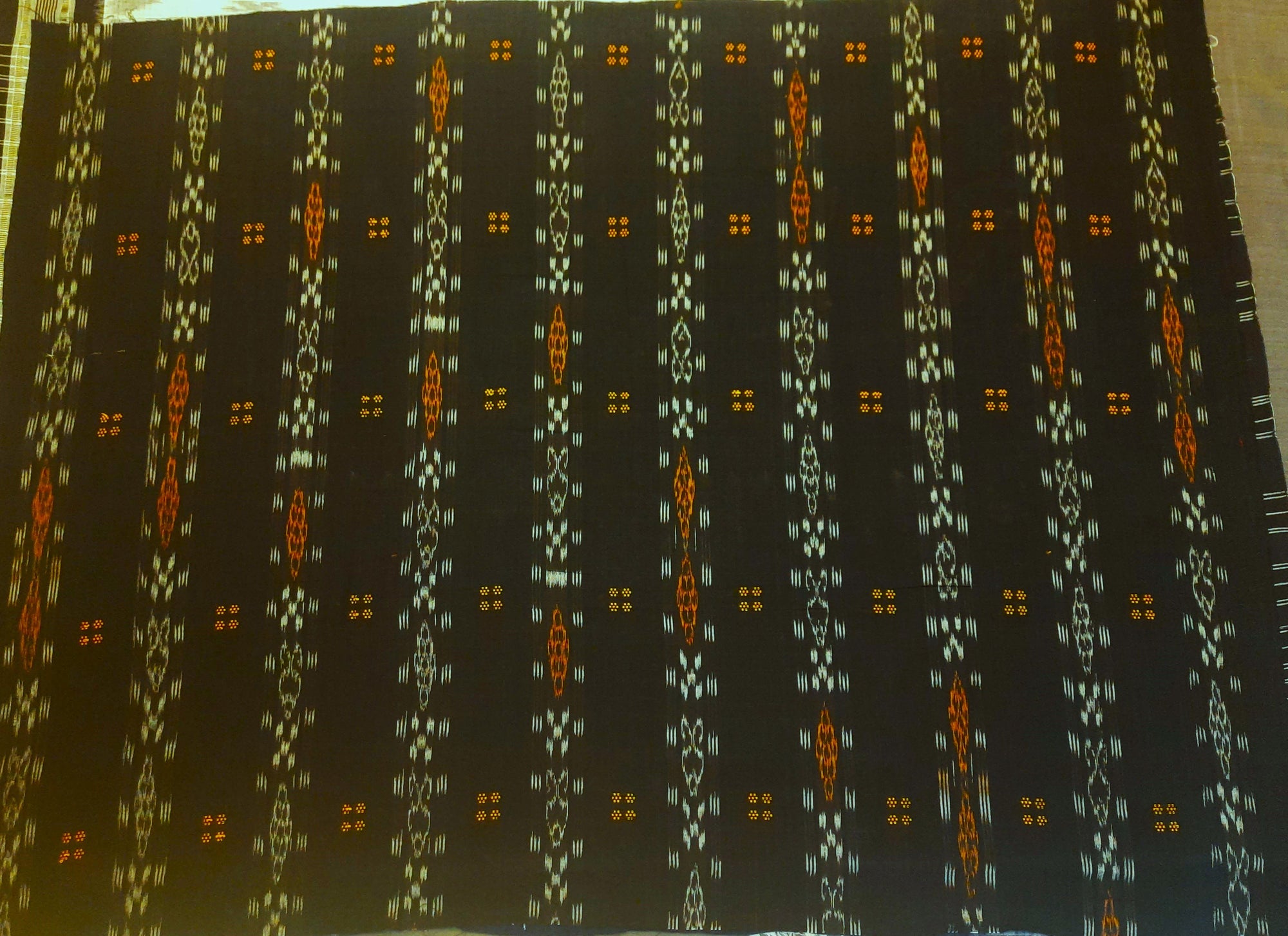 Beige with Black Odisha Khandua Pata Silk Saree