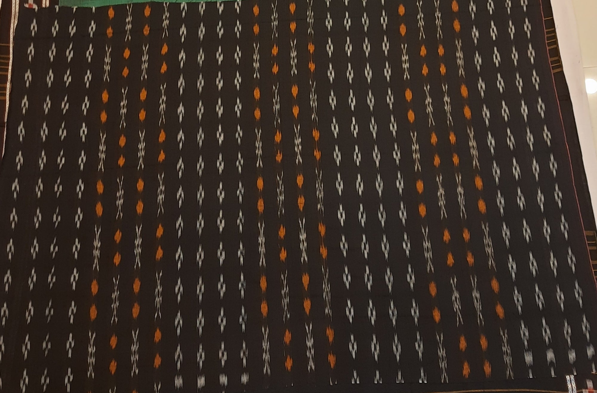 Mustard striped body Cotton Odisha Ikat saree with mix match blouse piece
