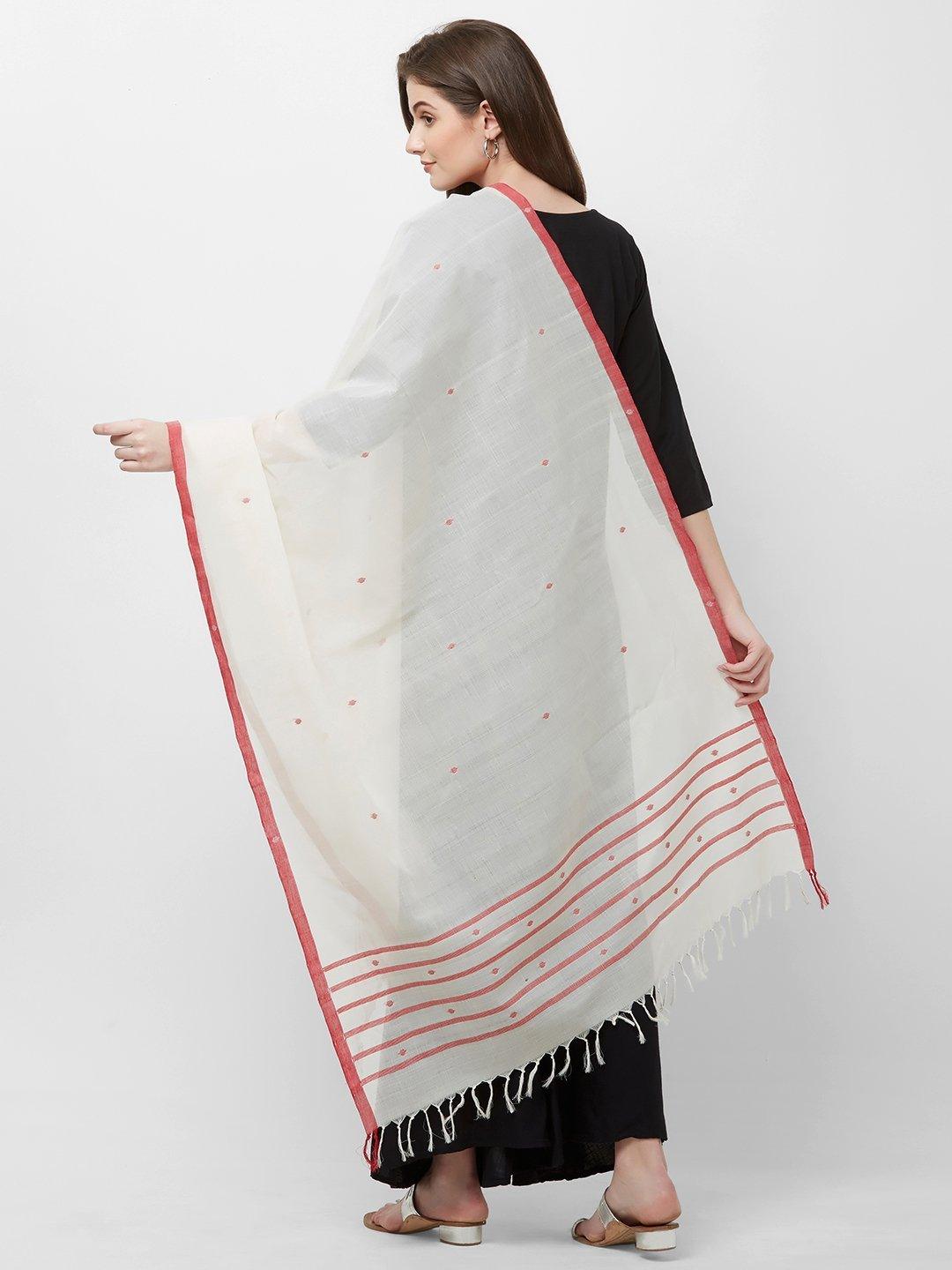 White  Odisha Cotton Ikat Dupatta