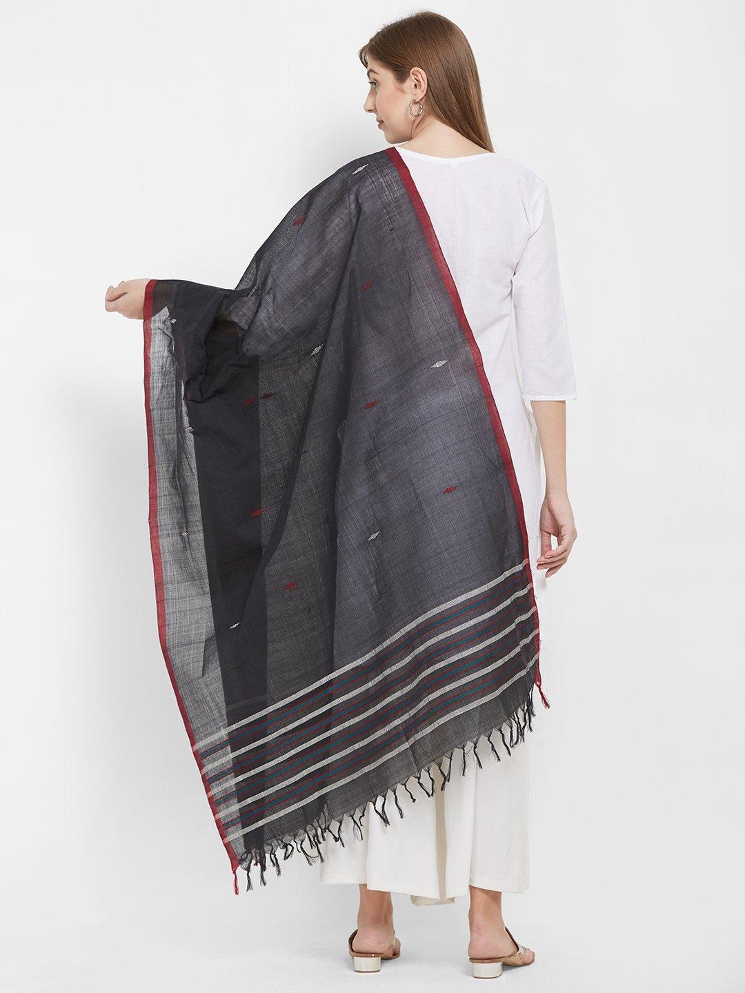 Black Odisha Cotton Ikat Dupatta