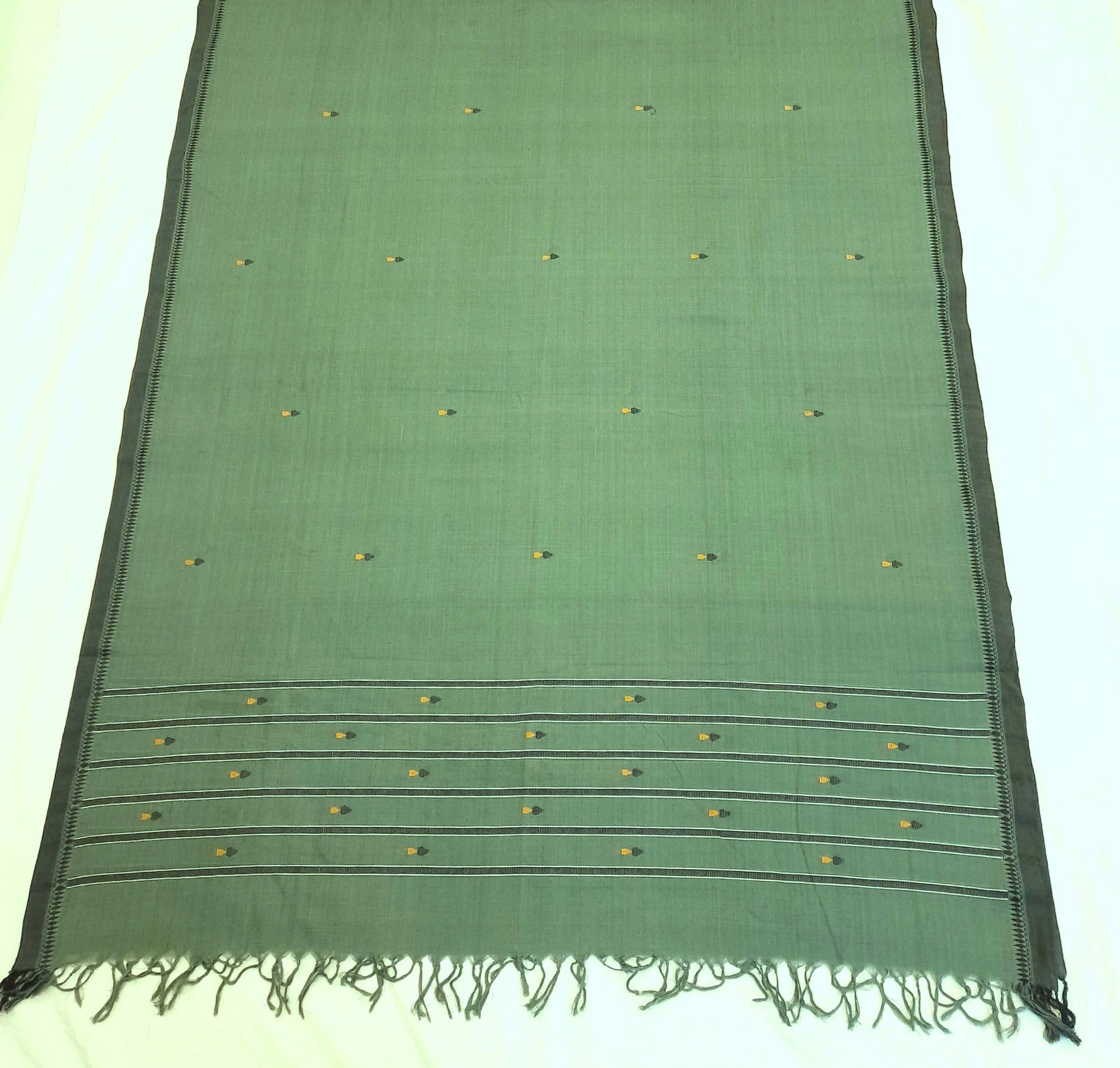Greenish Grey Odisha Cotton Ikat Dupatta