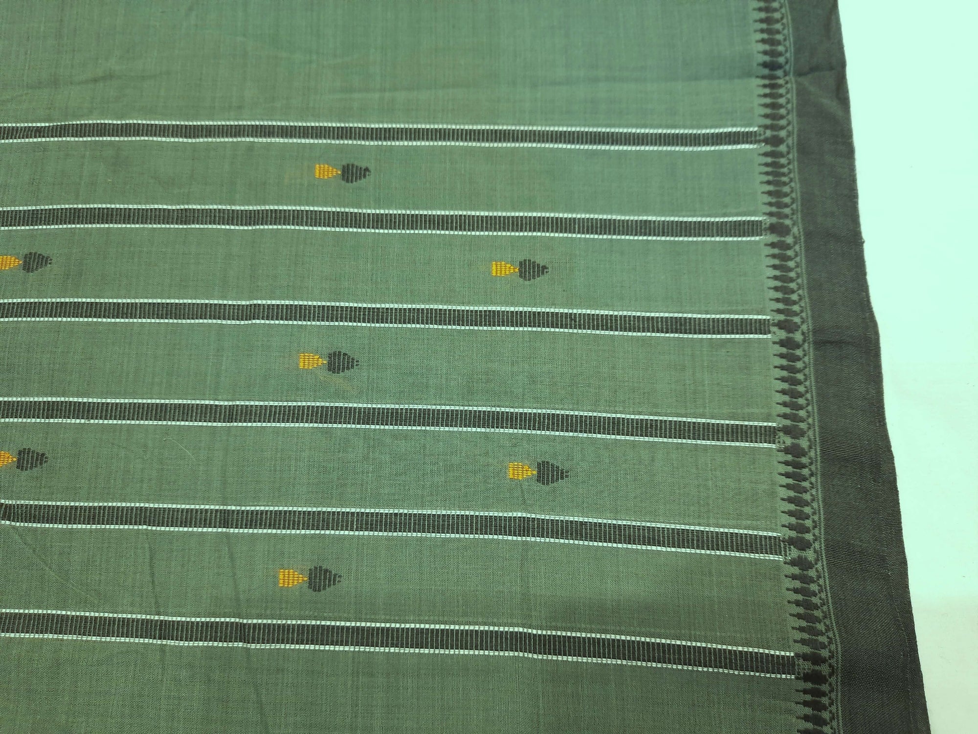Greenish Grey Odisha Cotton Ikat Dupatta