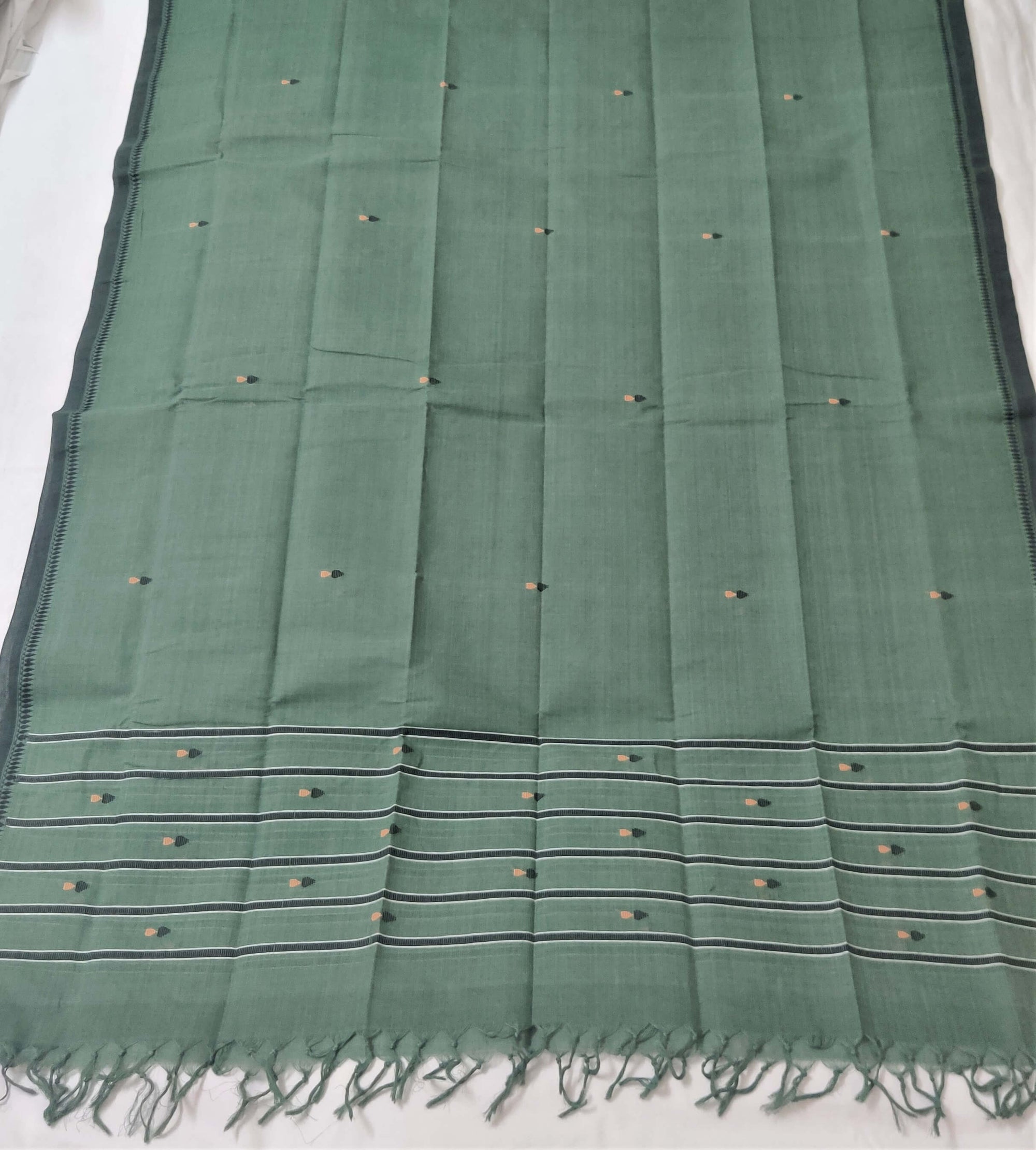 Greenish Grey Odisha Cotton Ikat Dupatta
