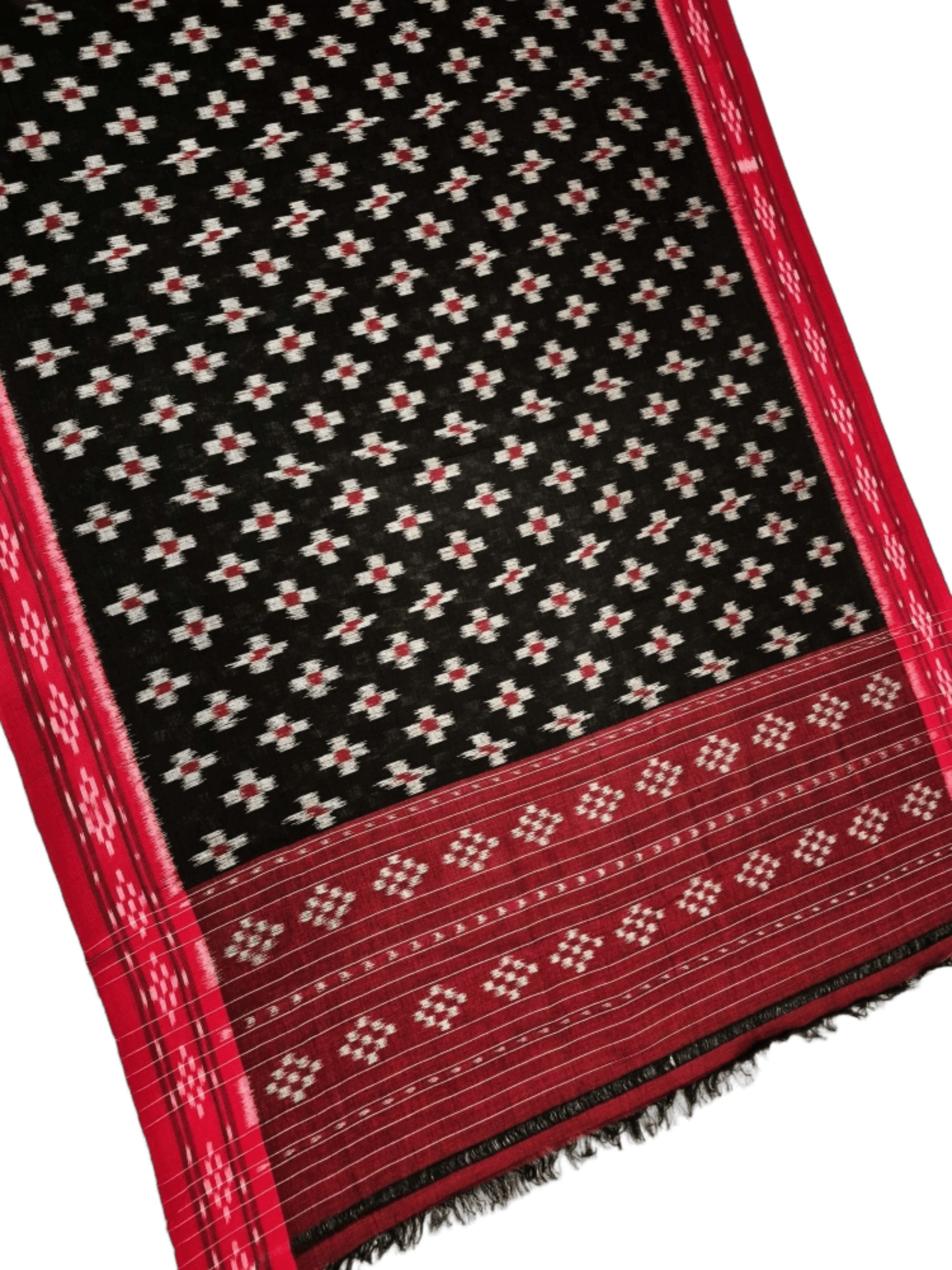 Black and Red Odisha Cotton Ikat Dupatta