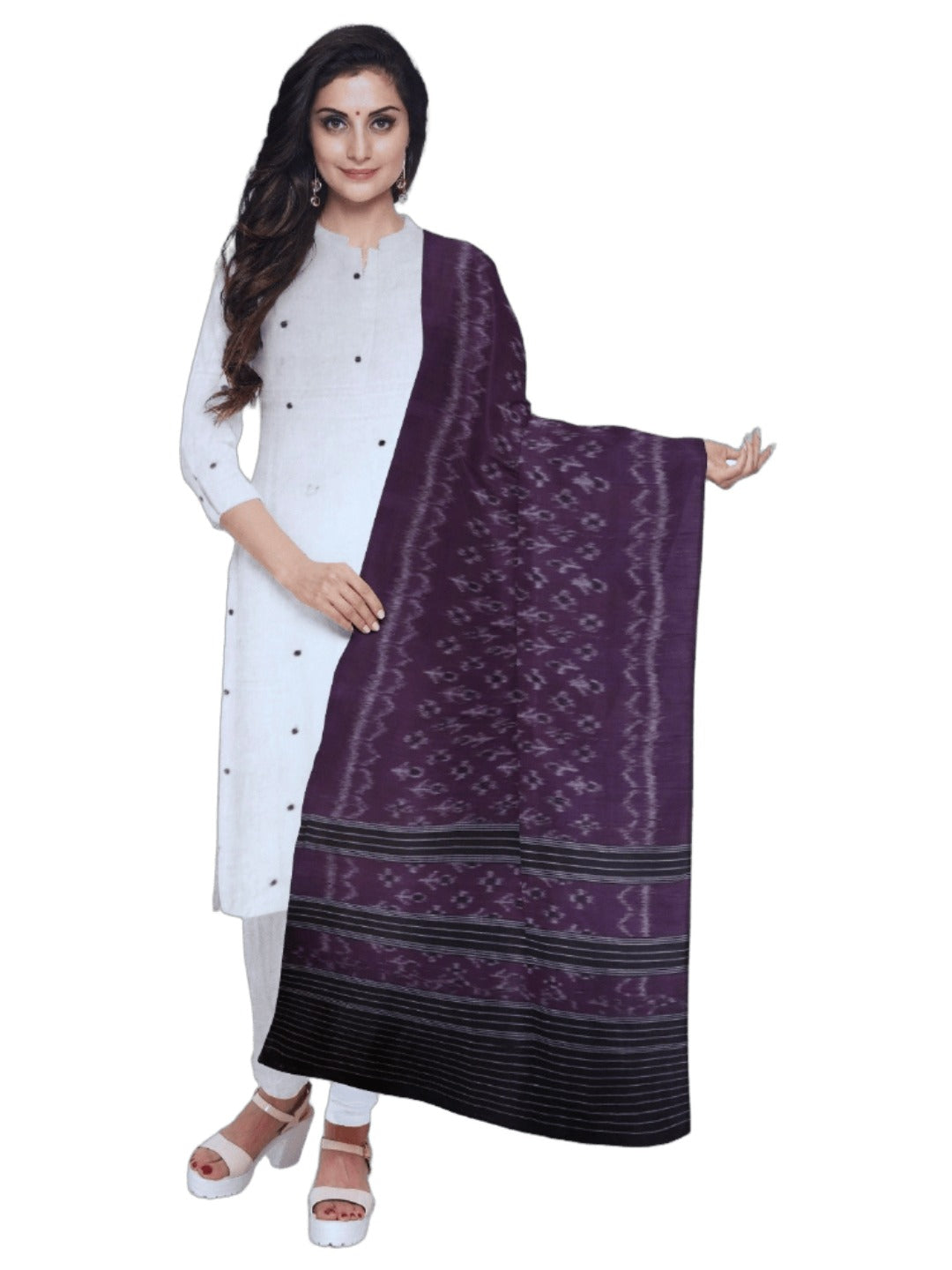 Purple Odisha Cotton Ikat Dupatta