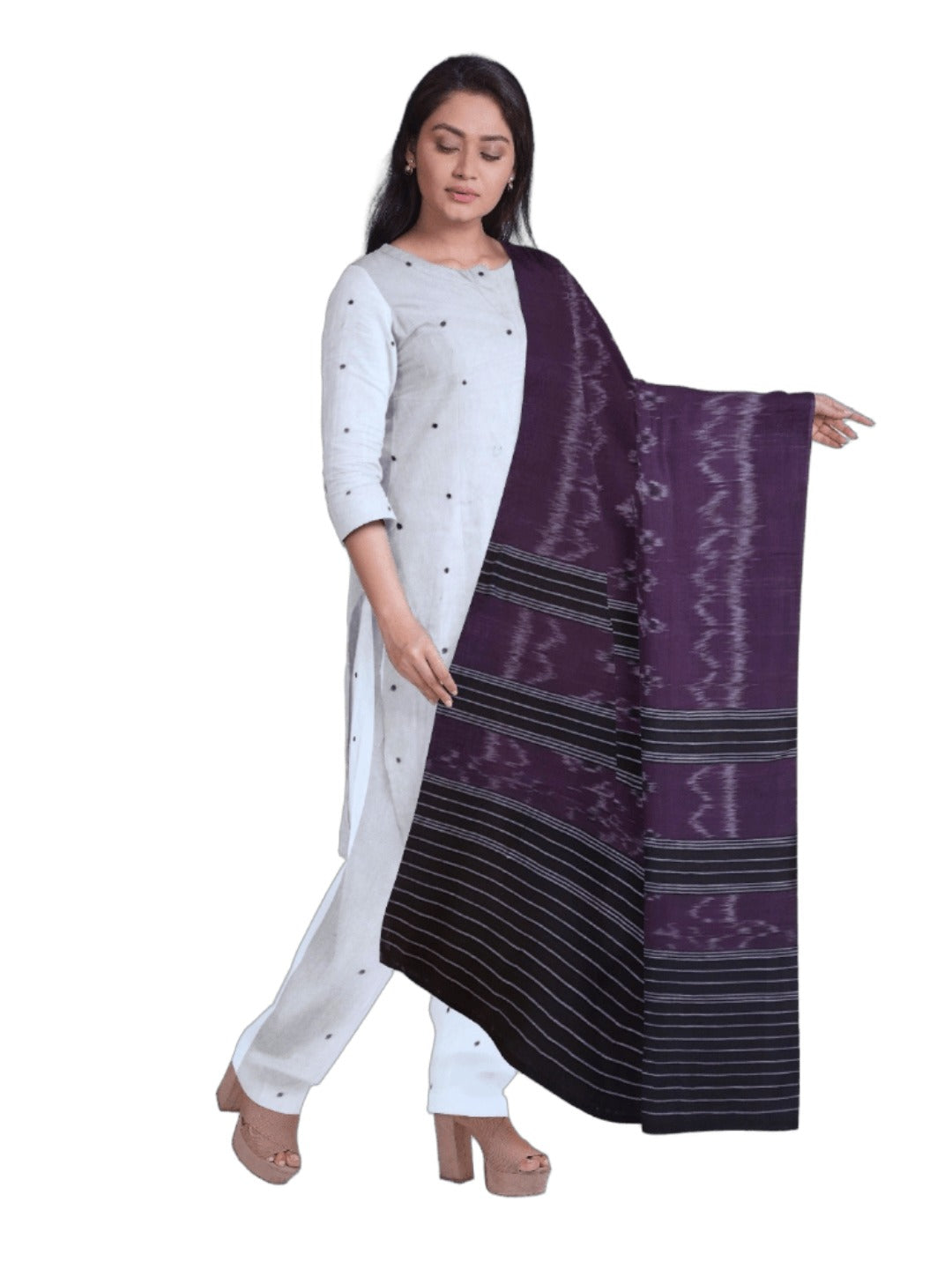 Purple Odisha Cotton Ikat Dupatta