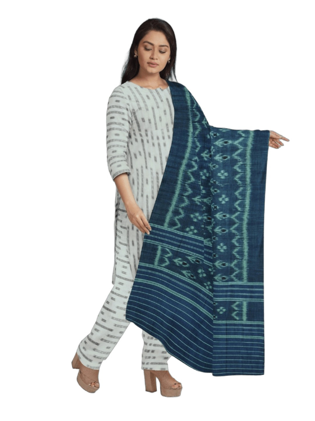 Blue Odisha Cotton Ikat Dupatta