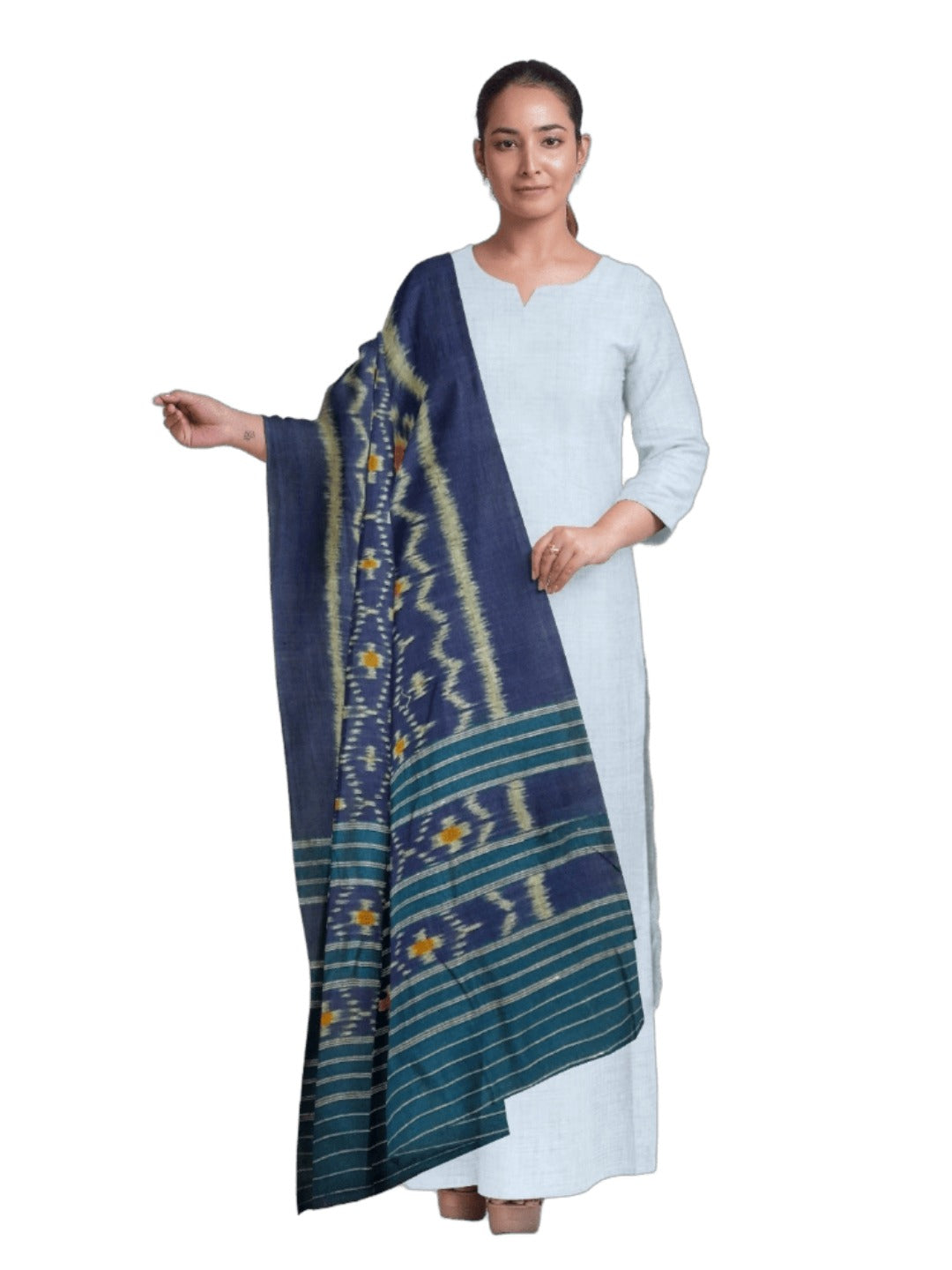 Blue Odisha Cotton Ikat Dupatta
