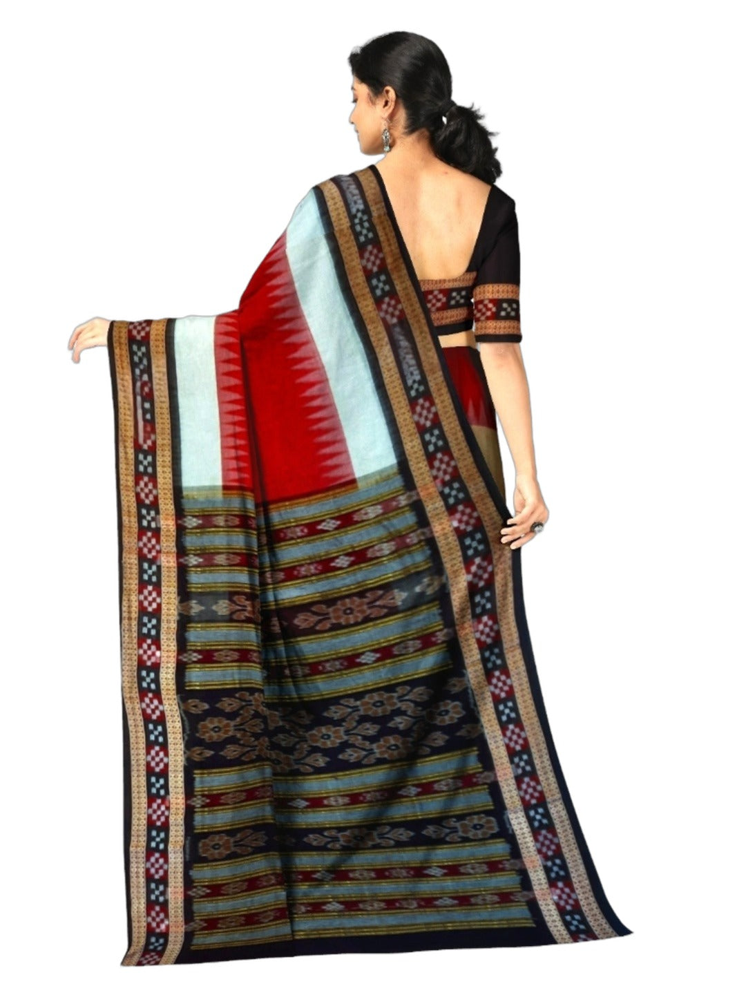 Multi Coloured Sambalpuri Cotton Saree with running blouse piece
