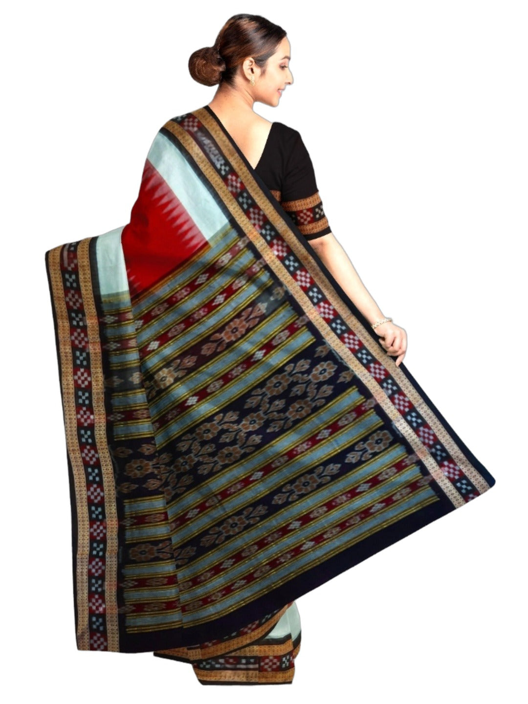 Multi Coloured Sambalpuri Cotton Saree with running blouse piece