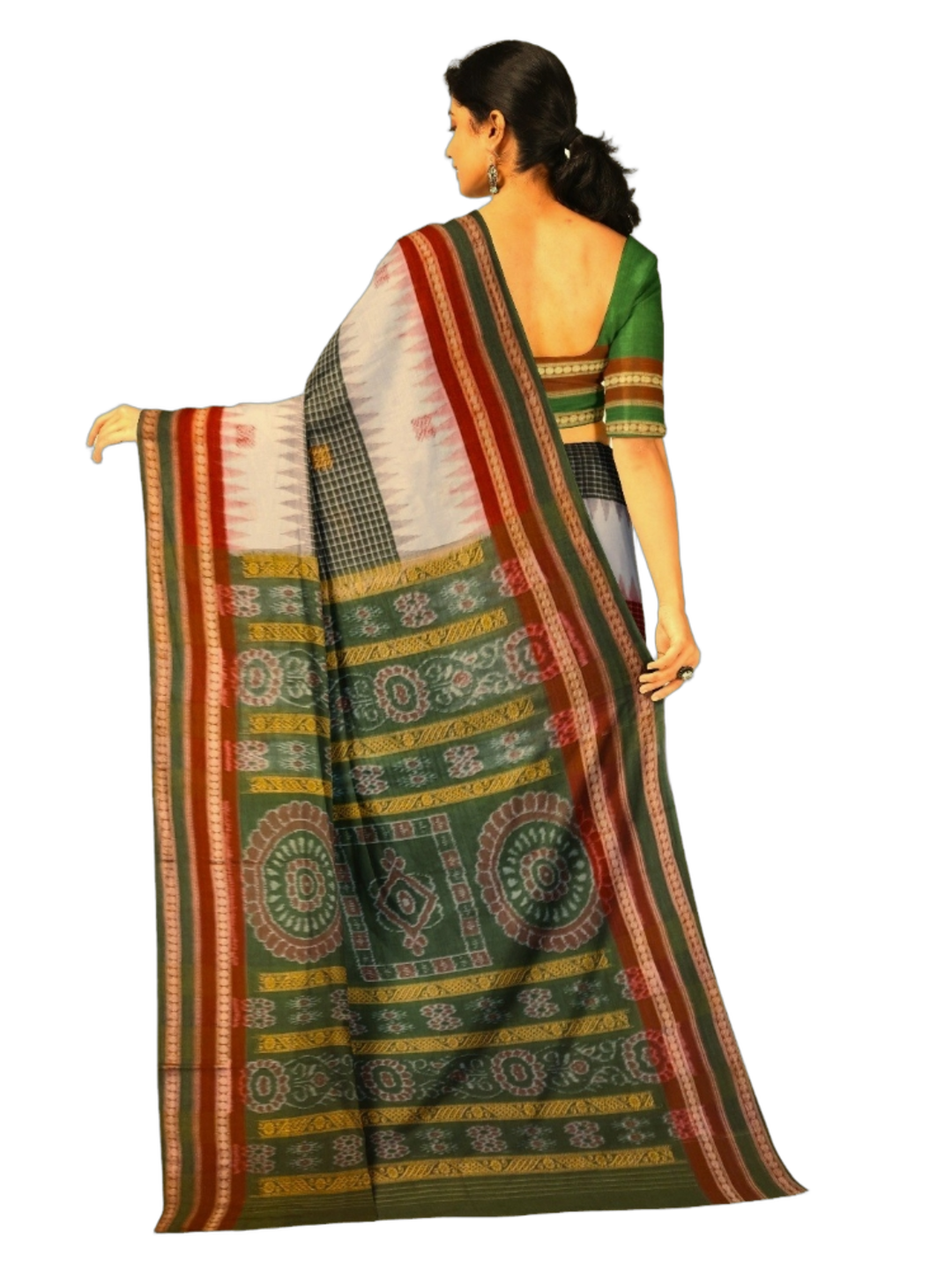 Multi coloured Sachipar Sambalpuri Cotton Saree with running blouse piece