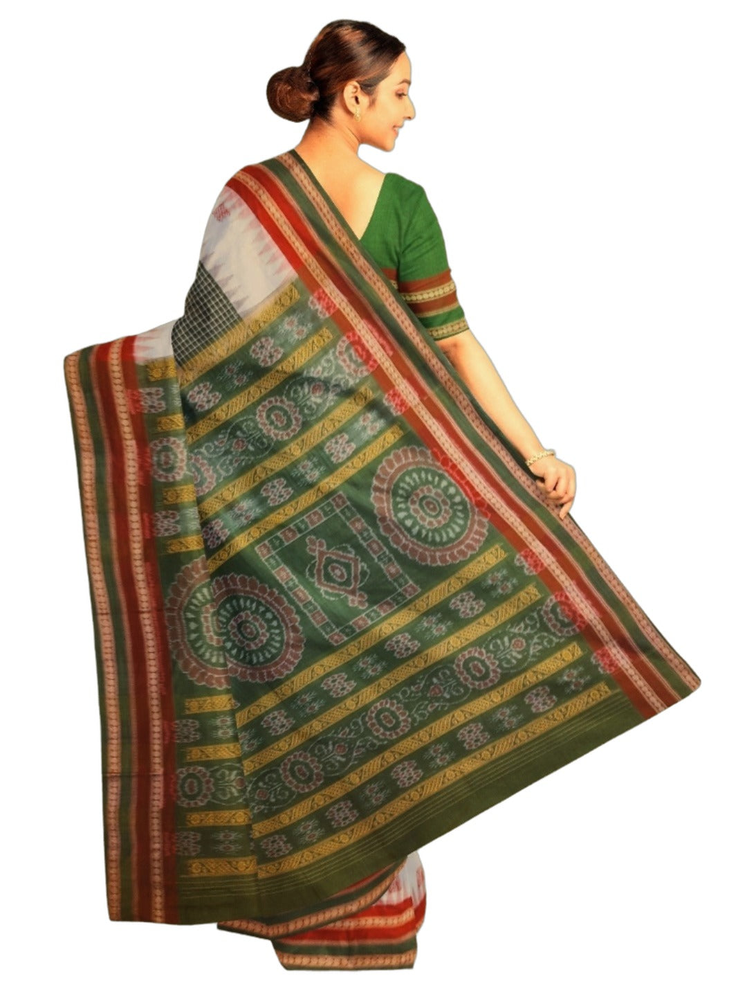 Multi coloured Sachipar Sambalpuri Cotton Saree with running blouse piece