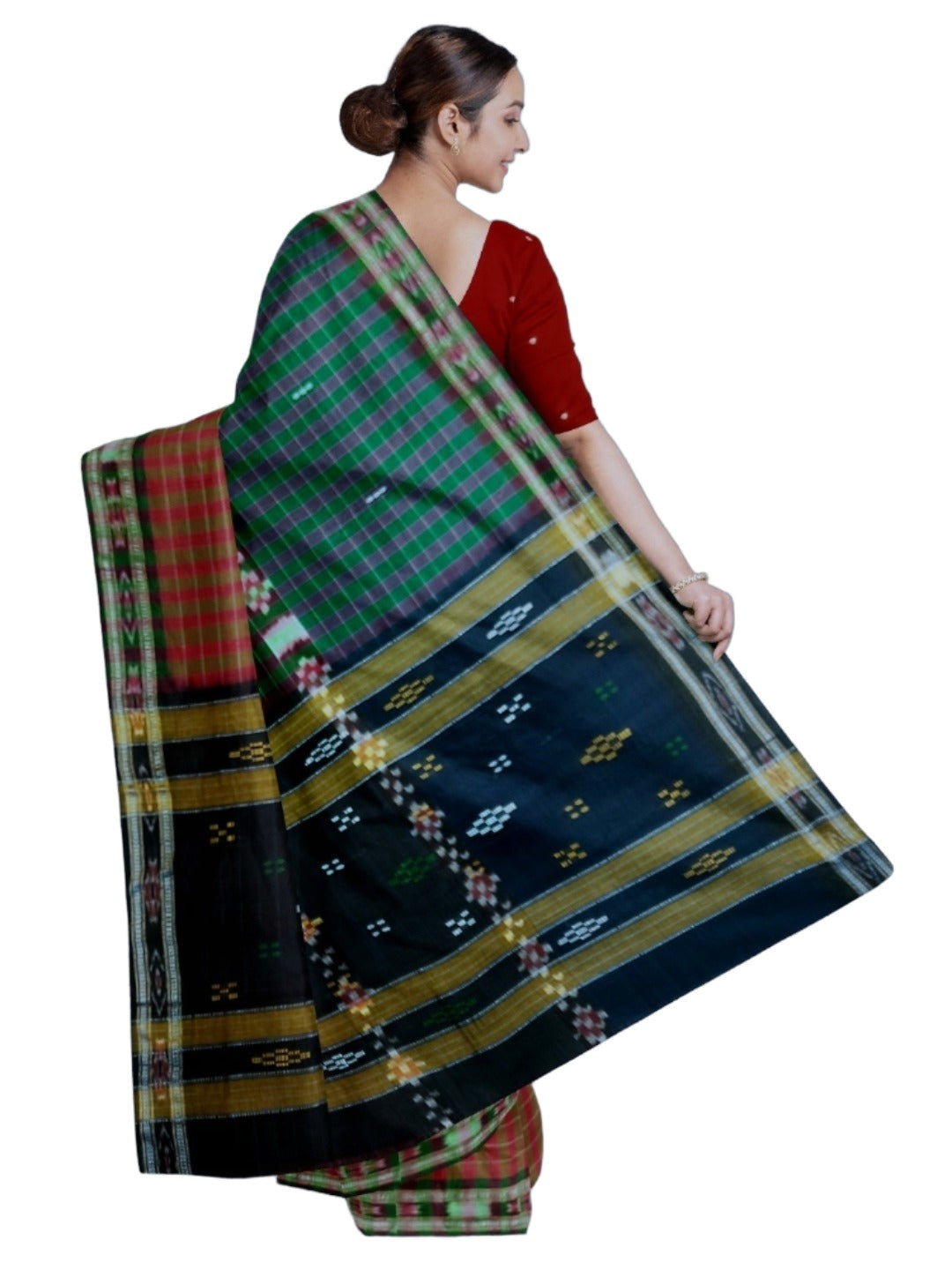 Multi coloured Cotton Odisha Ikat saree with mix match blouse piece