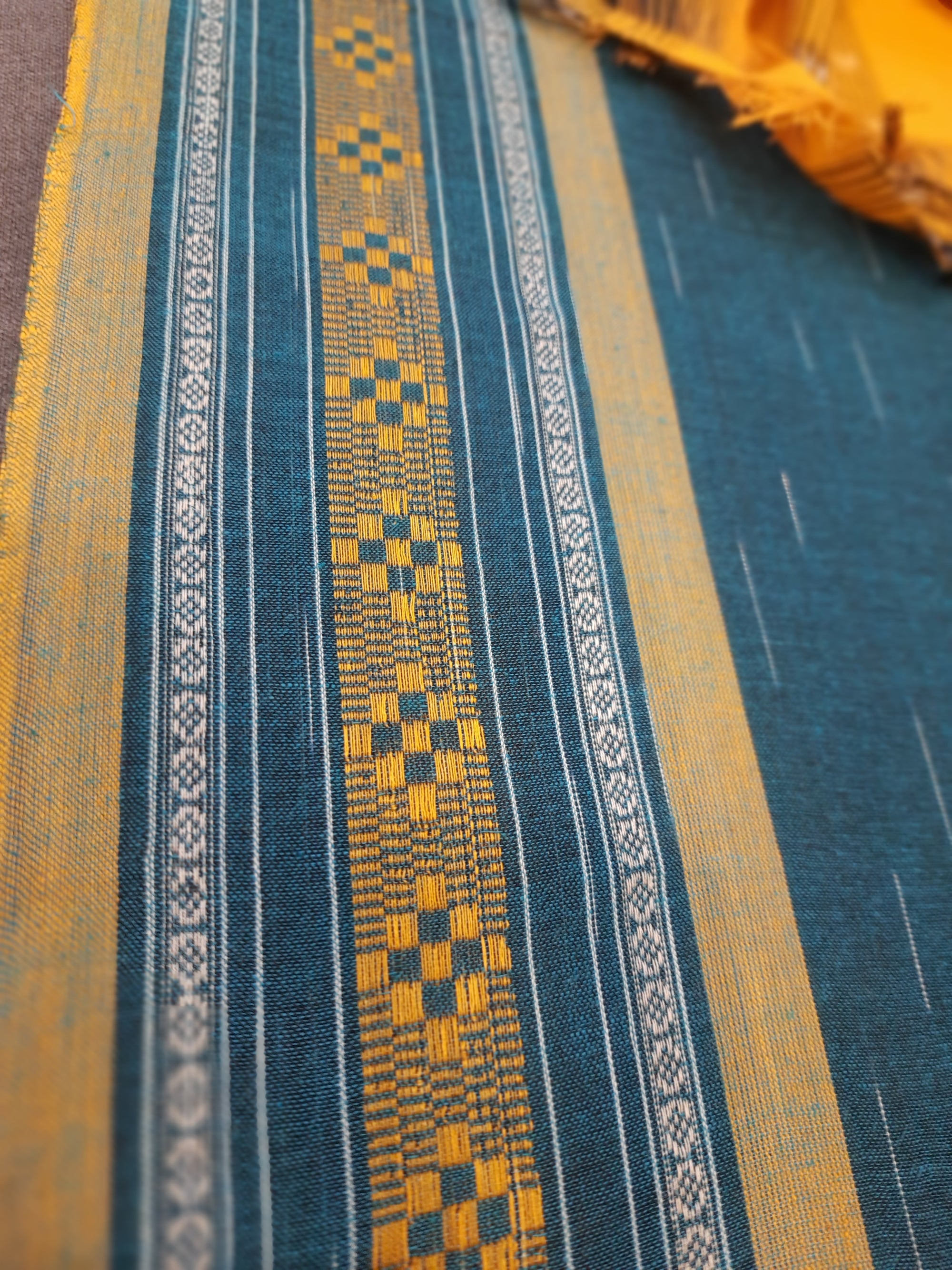 Blue Cotton Odisha Ikat Saree with mix match Sambalpuri ikat blouse piece