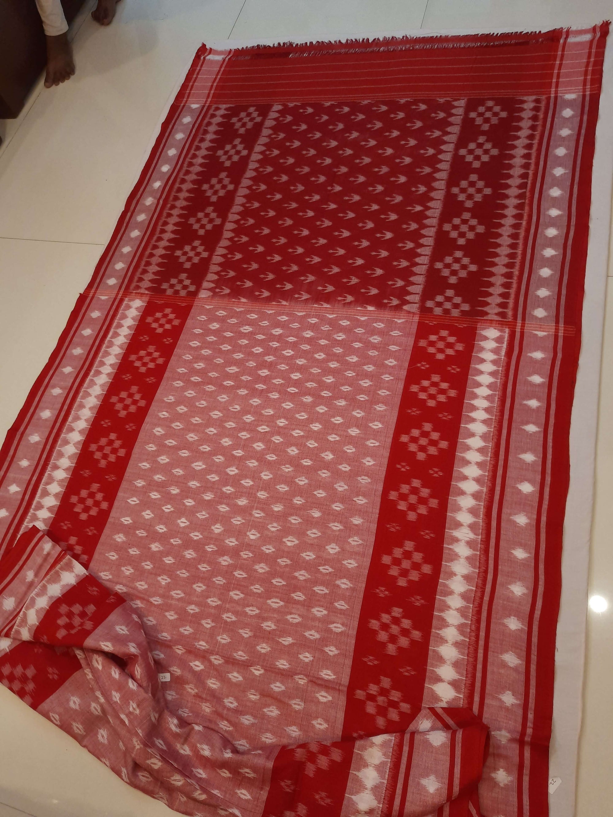 Pink Cotton Ikat saree with cotton ikat blouse piece