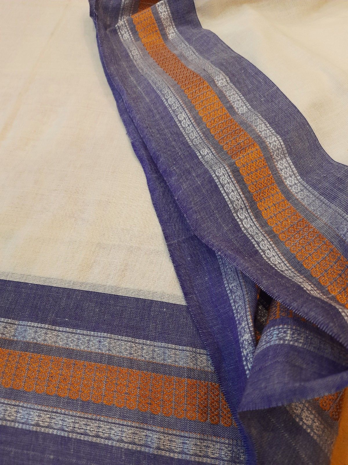 White Cotton Odisha Ikat saree with mix match blouse piece