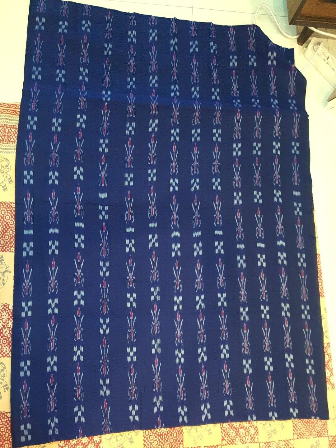 White Cotton Odisha Ikat saree with mix match blouse piece