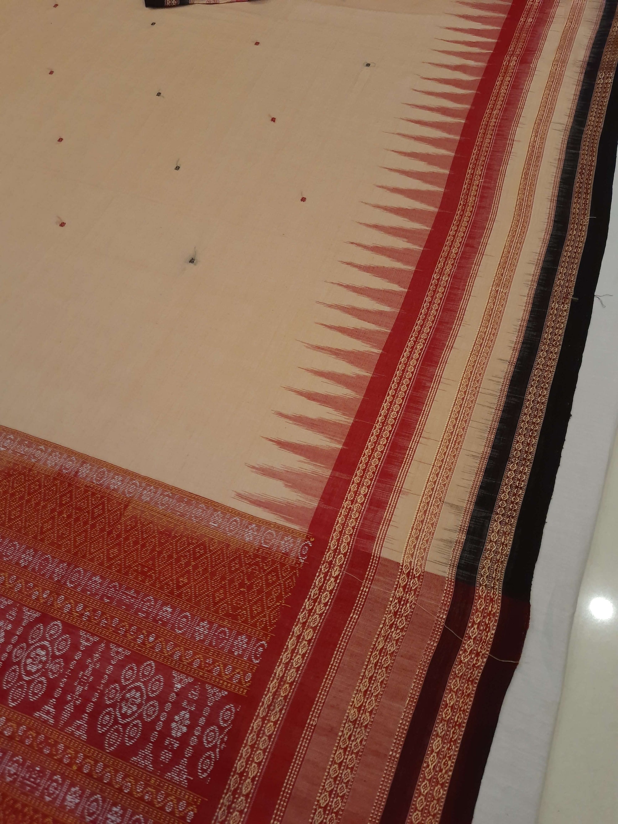 Sand Colour Sambalpuri Cotton Saree with running blouse piece