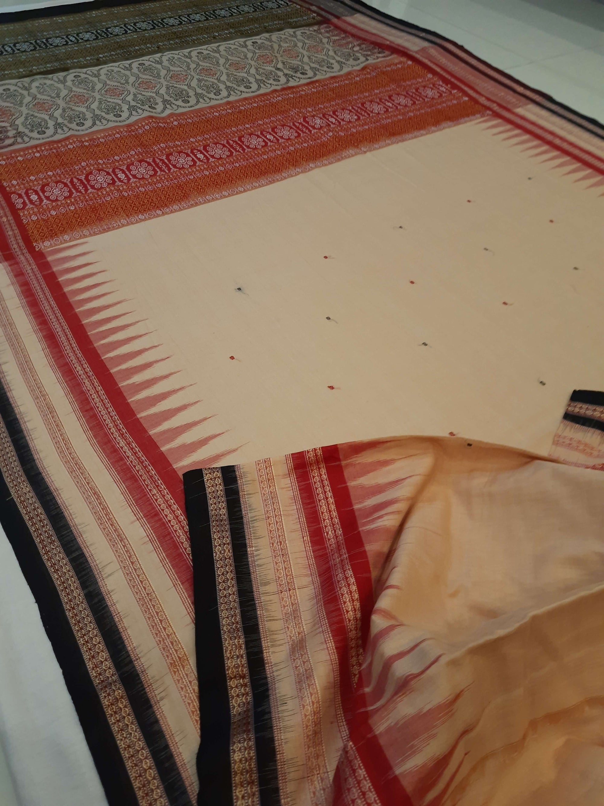 Sand Colour Sambalpuri Cotton Saree with running blouse piece