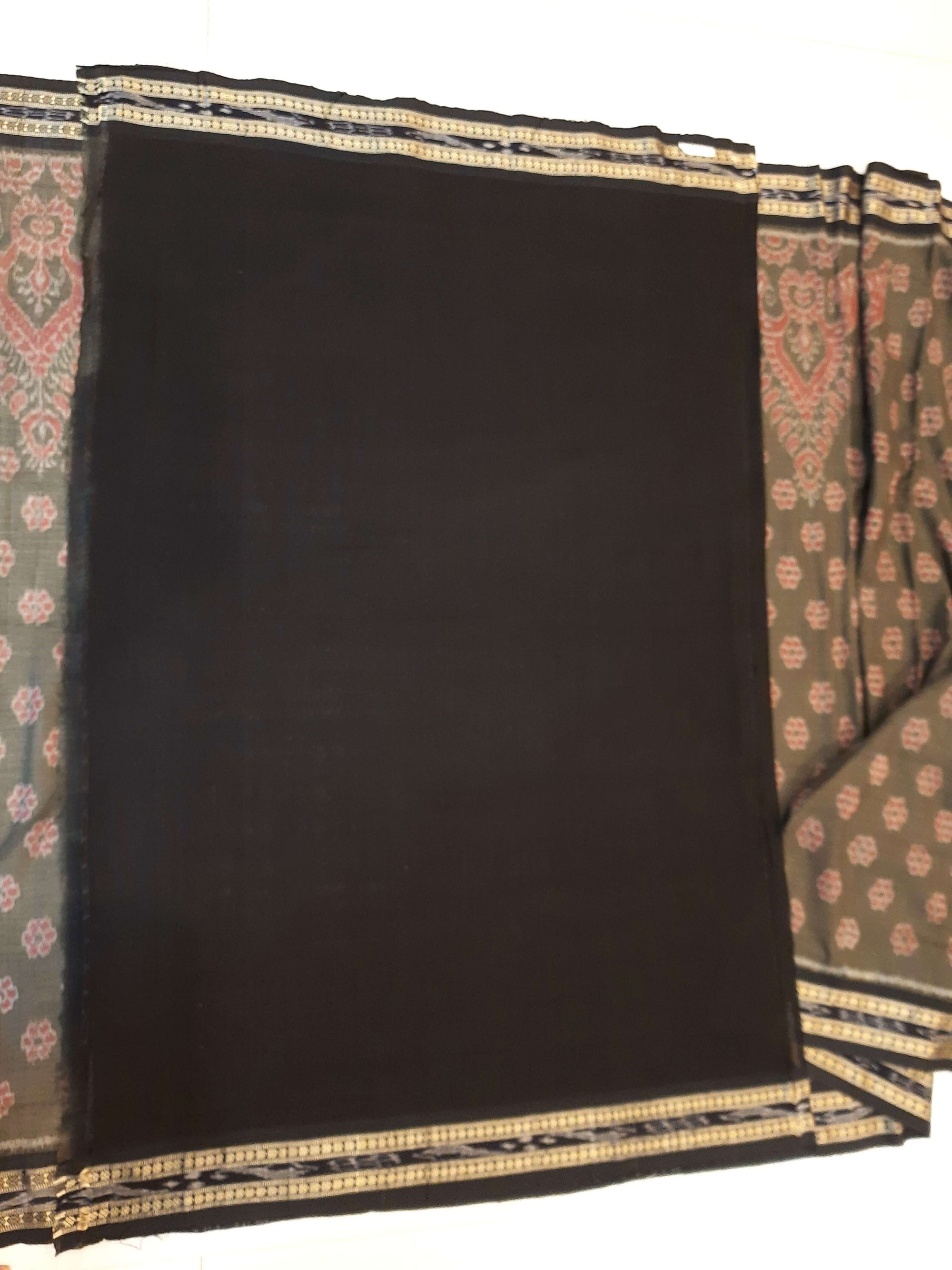 Olive Green Sambalpuri Cotton Saree with running blouse piece