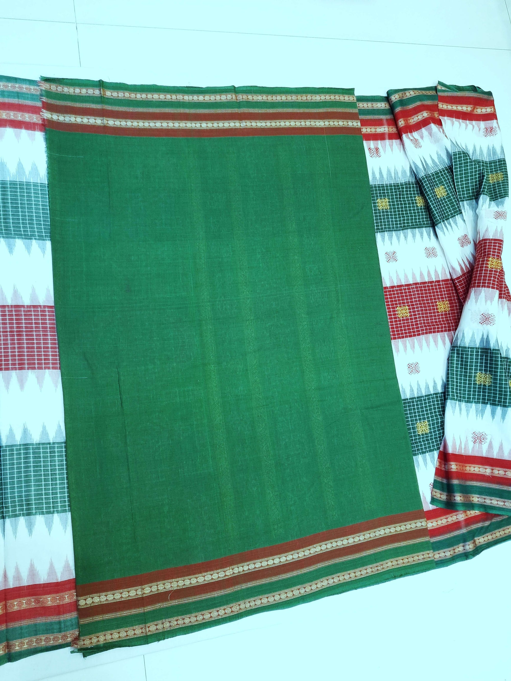 Multi coloured Sachipar Sambalpuri Cotton Saree with running blouse piece