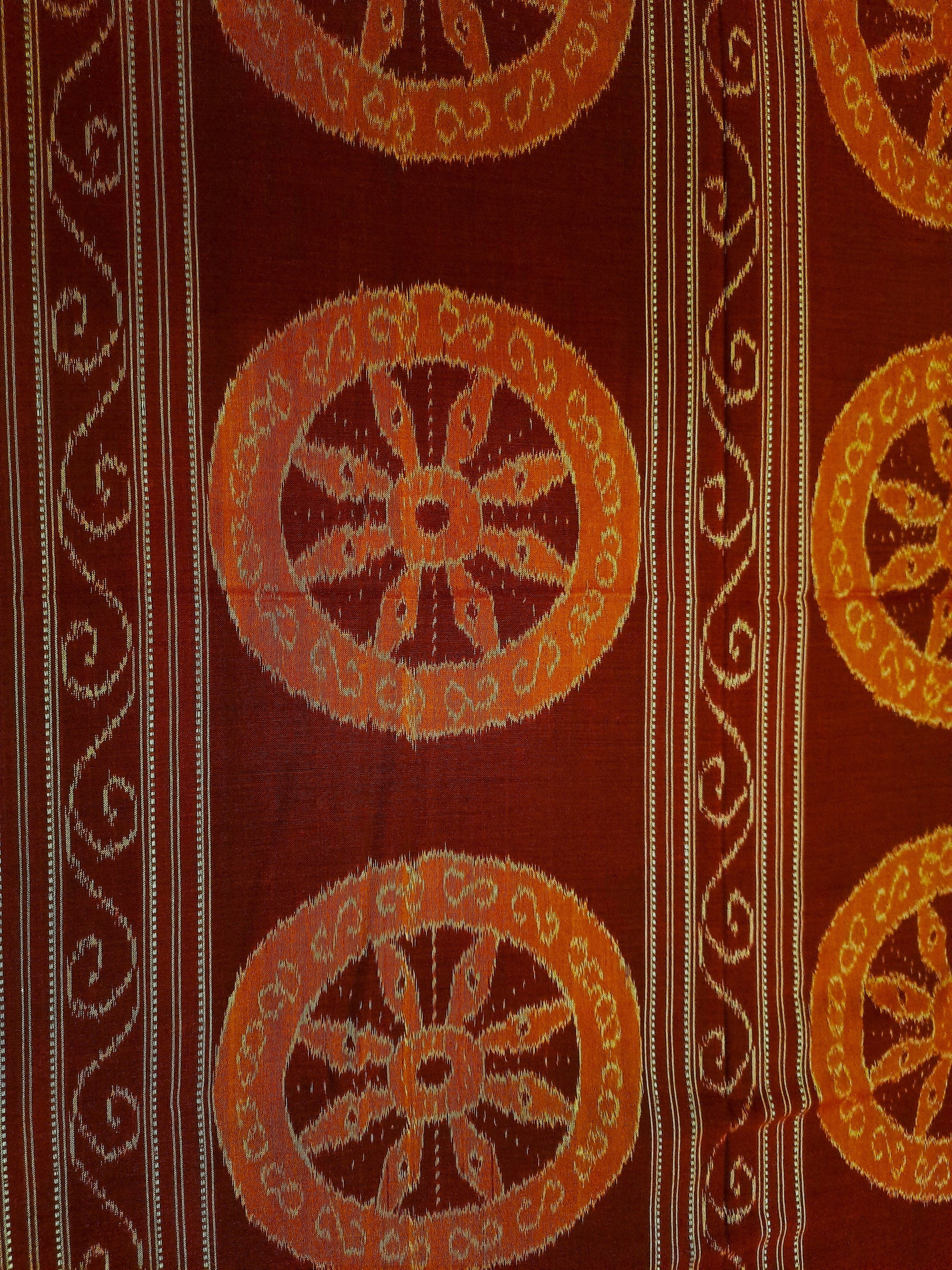 Blue and Red Sambalpuri Cotton  Bomkai Saree with running blouse piece