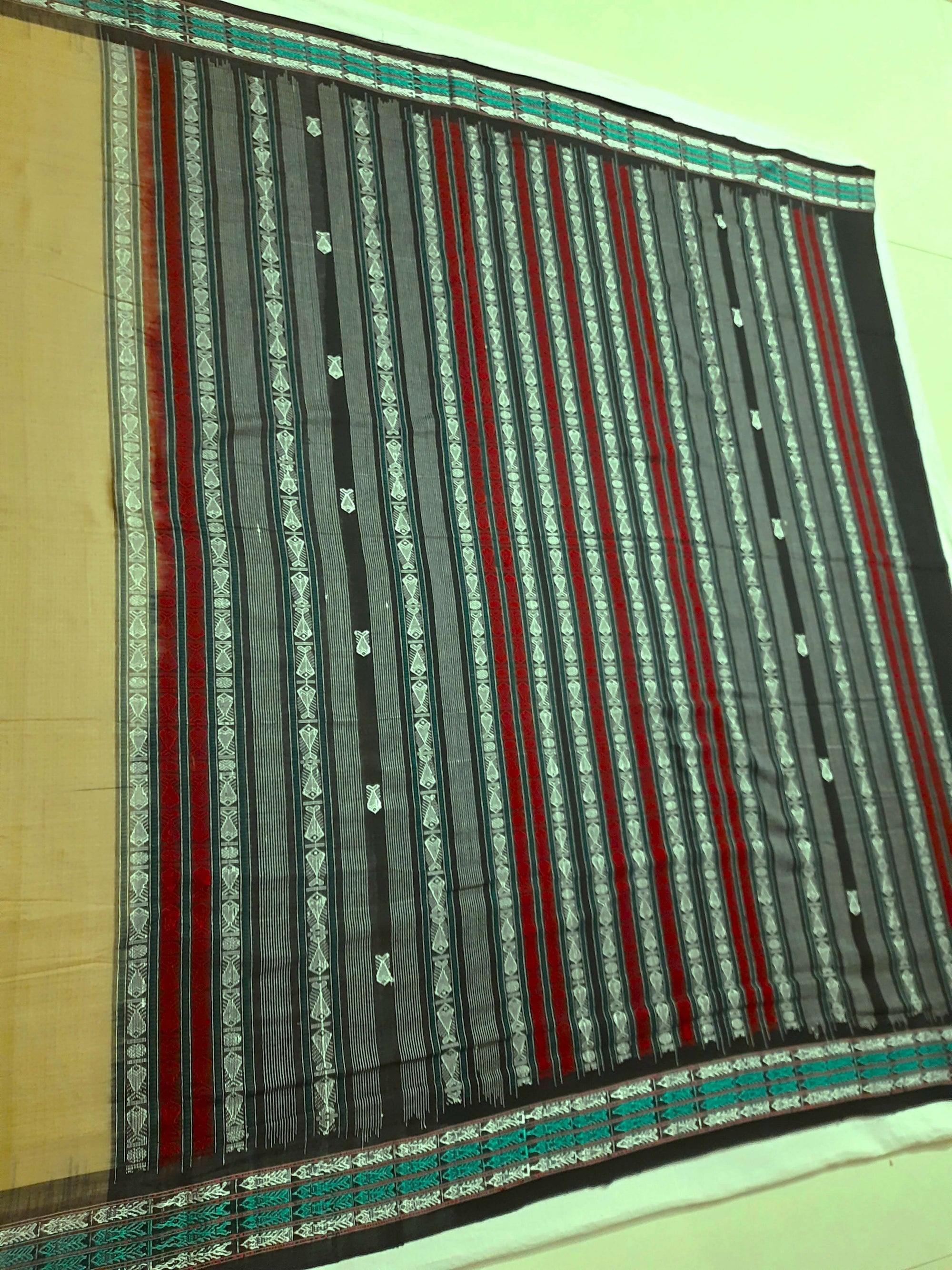 Khaki colour Sambalpuri Cotton Saree with running blouse piece