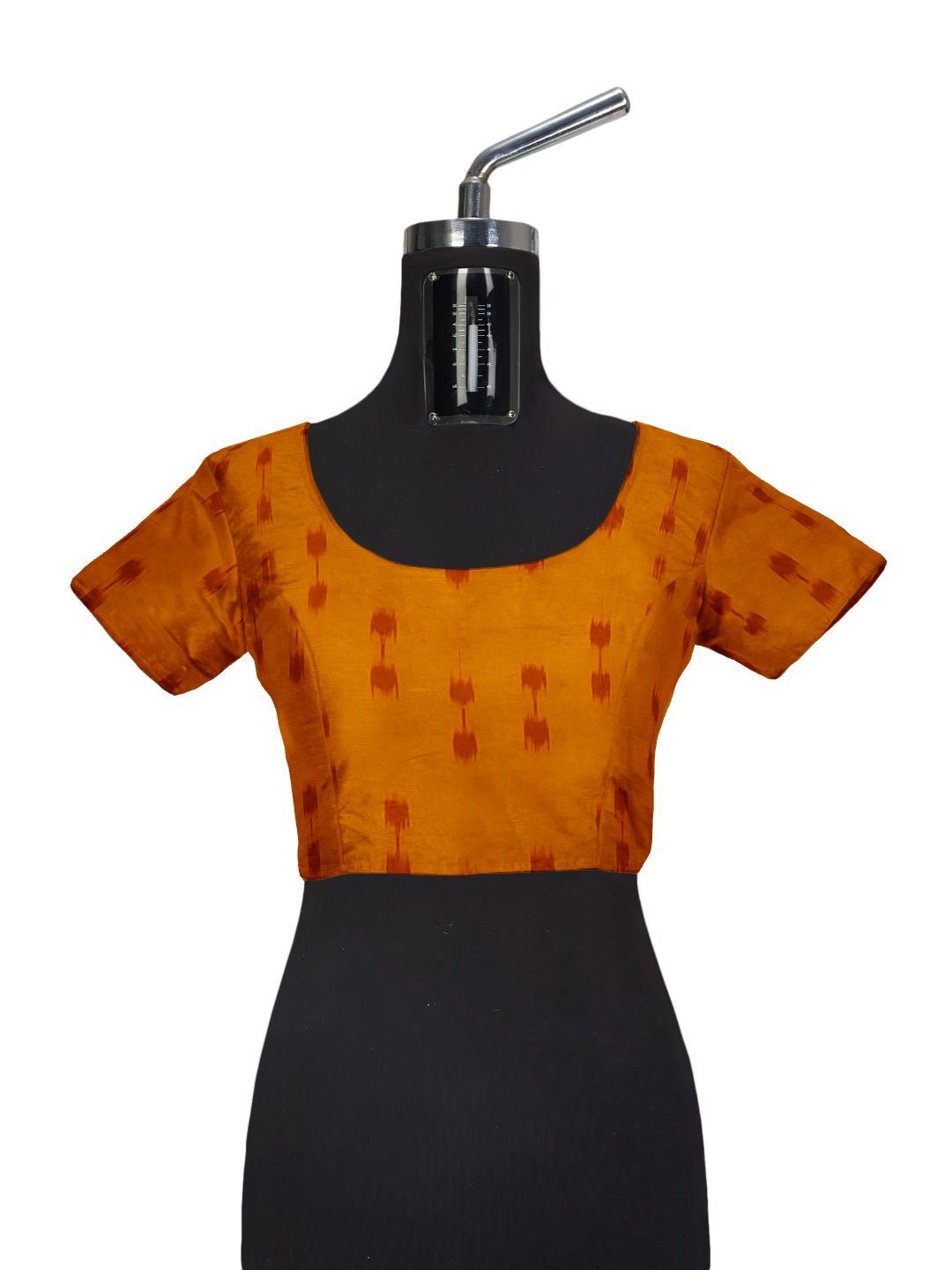 Greenish Yellow with Orange Odisha Khandua Silk Saree with cotton ikat blouse piece