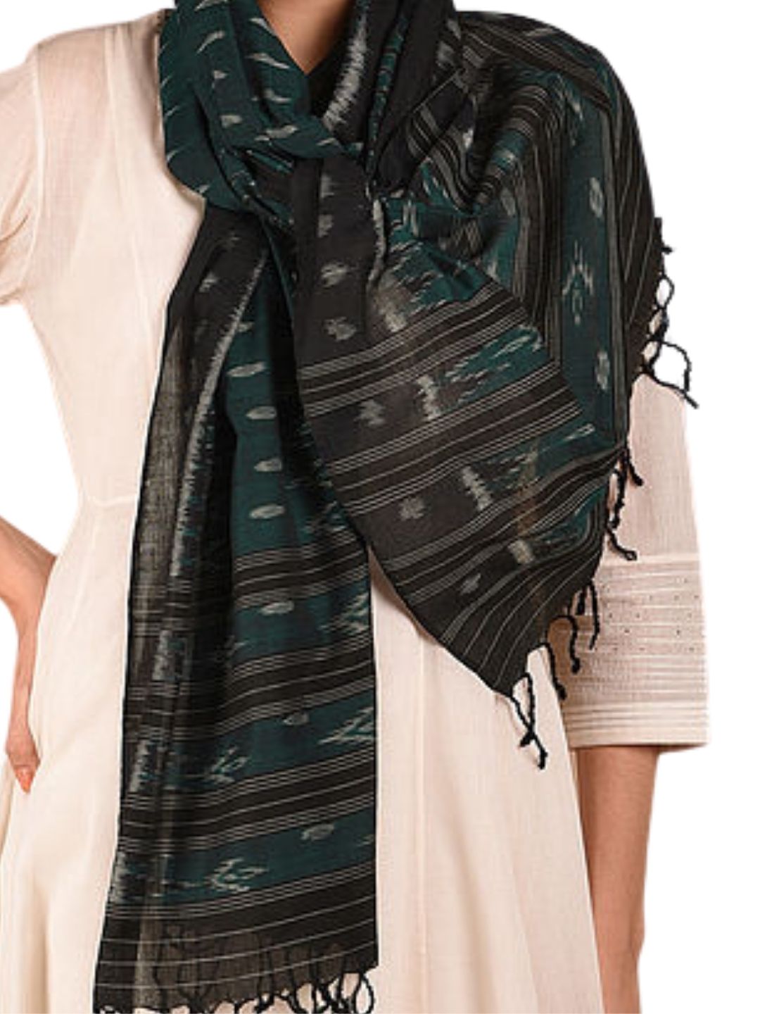 Green Cotton Odisha Ikat Stole