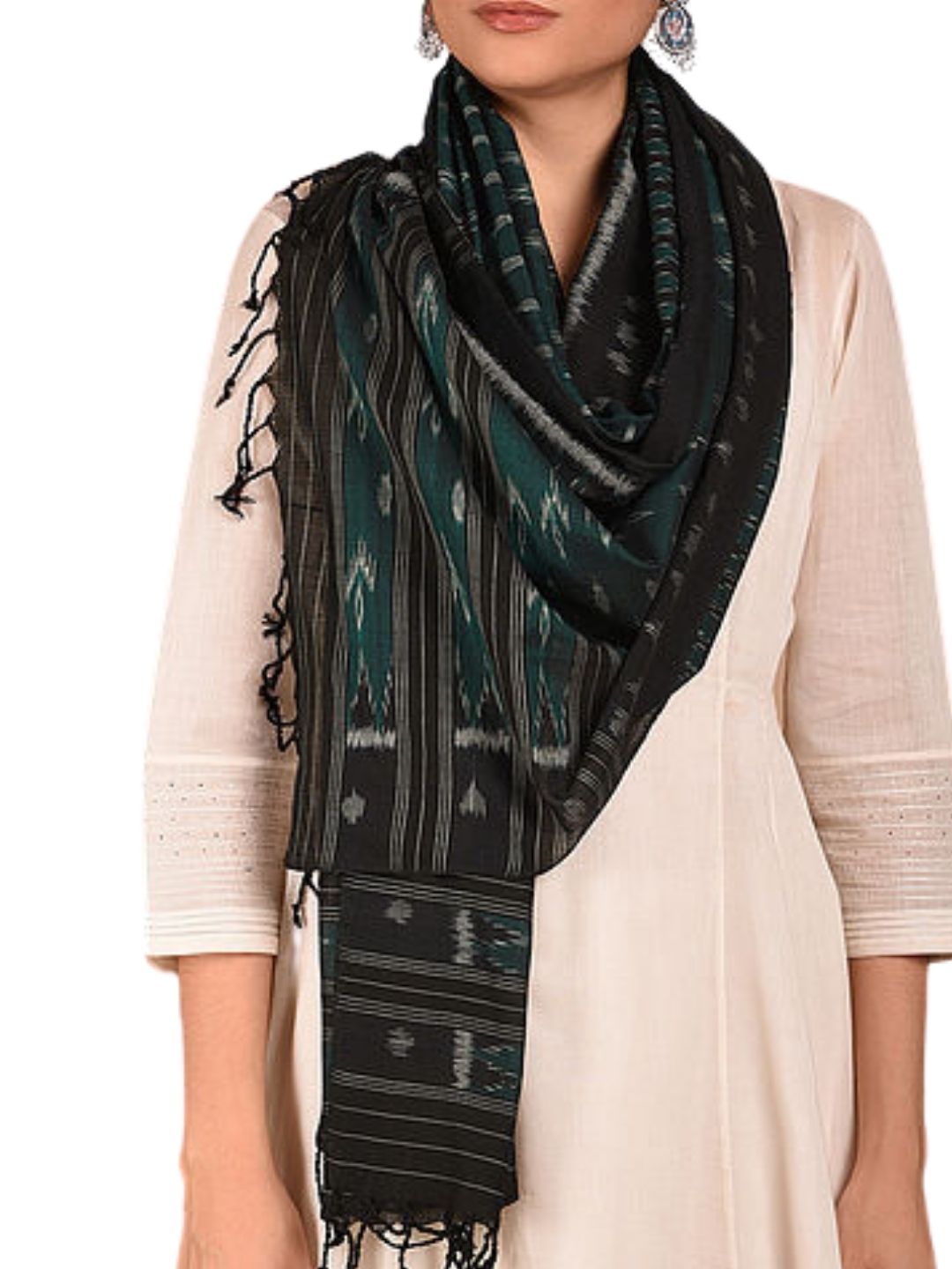 Green Cotton Odisha Ikat Stole