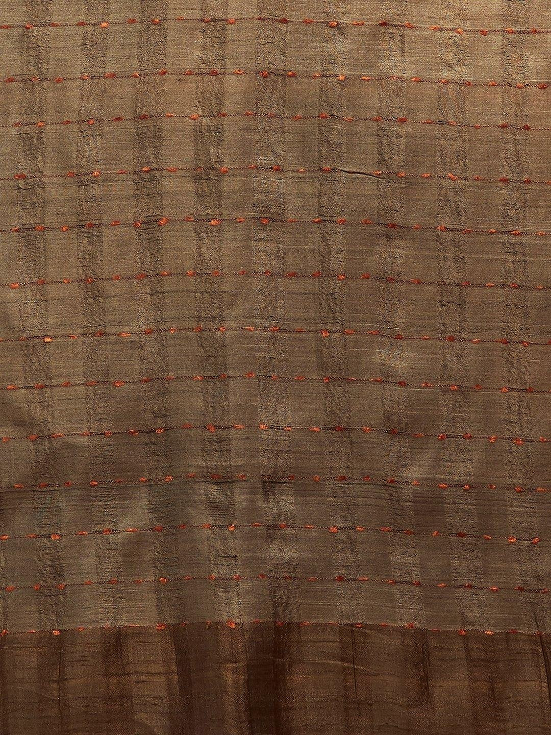 Brown Tussar Silk Ikat Stole