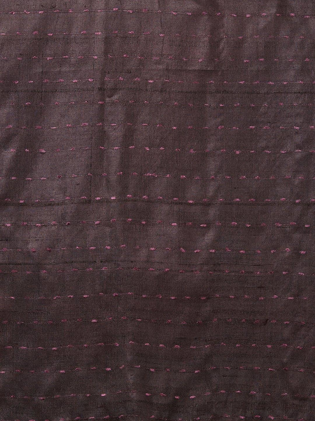 Dark Brown Tussar Silk Ikat Stole