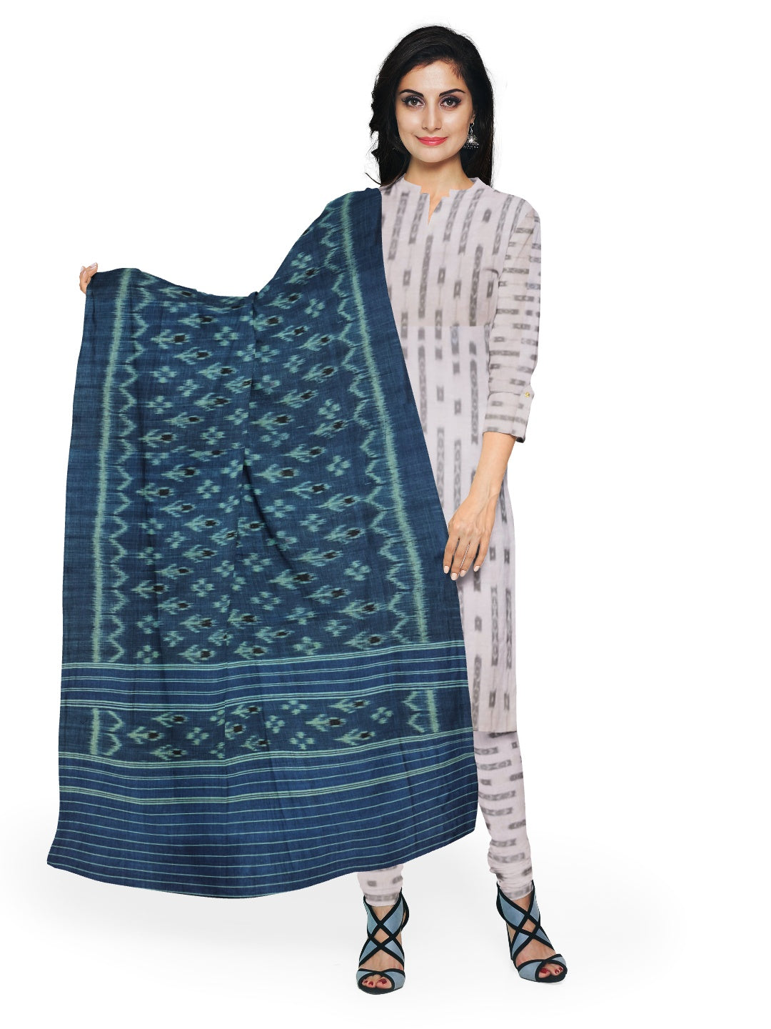 Blue Odisha Cotton Ikat Dupatta