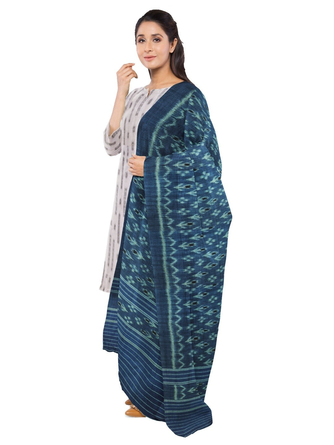 Blue Odisha Cotton Ikat Dupatta