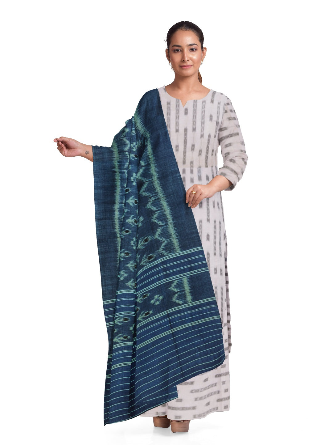 Blue Odisha Cotton Ikat Dupatta