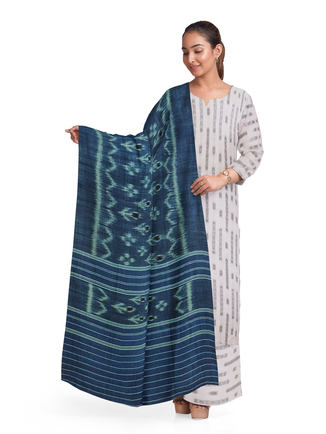 Blue Odisha Cotton Ikat Dupatta