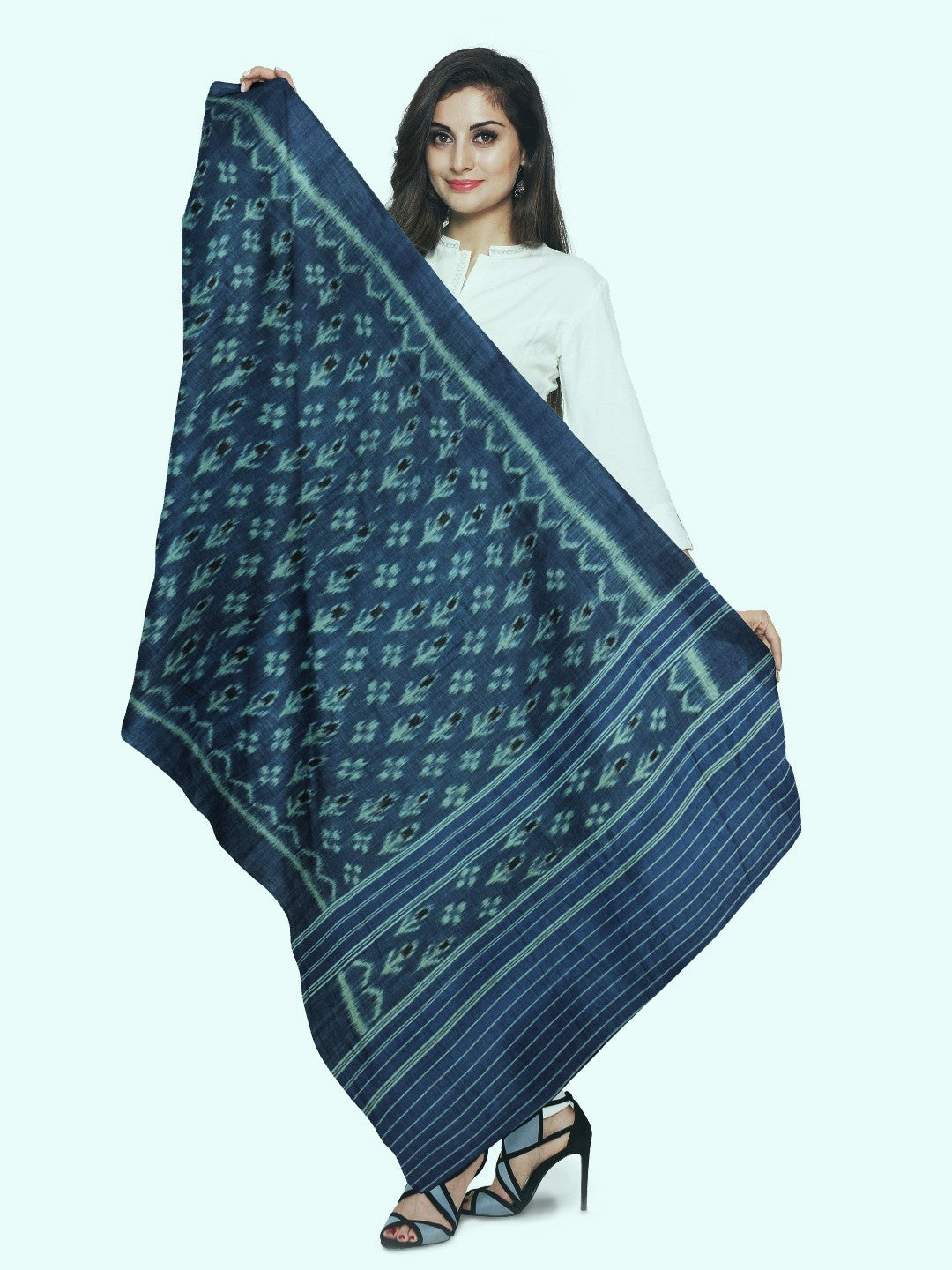 Blue Odisha Cotton Ikat Dupatta