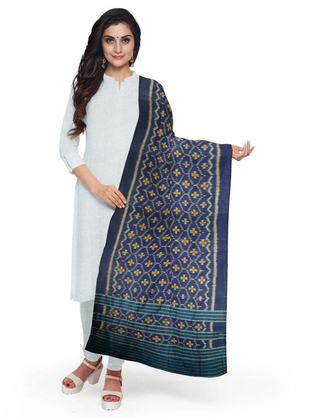 Blue Odisha Cotton Ikat Dupatta