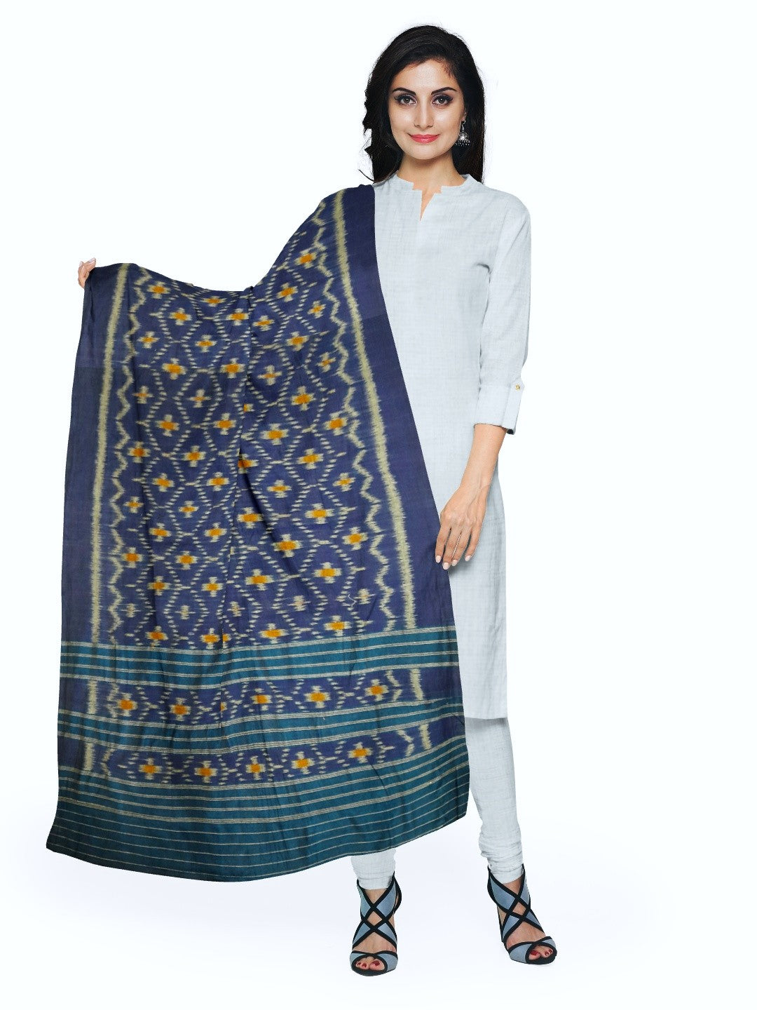 Blue Odisha Cotton Ikat Dupatta