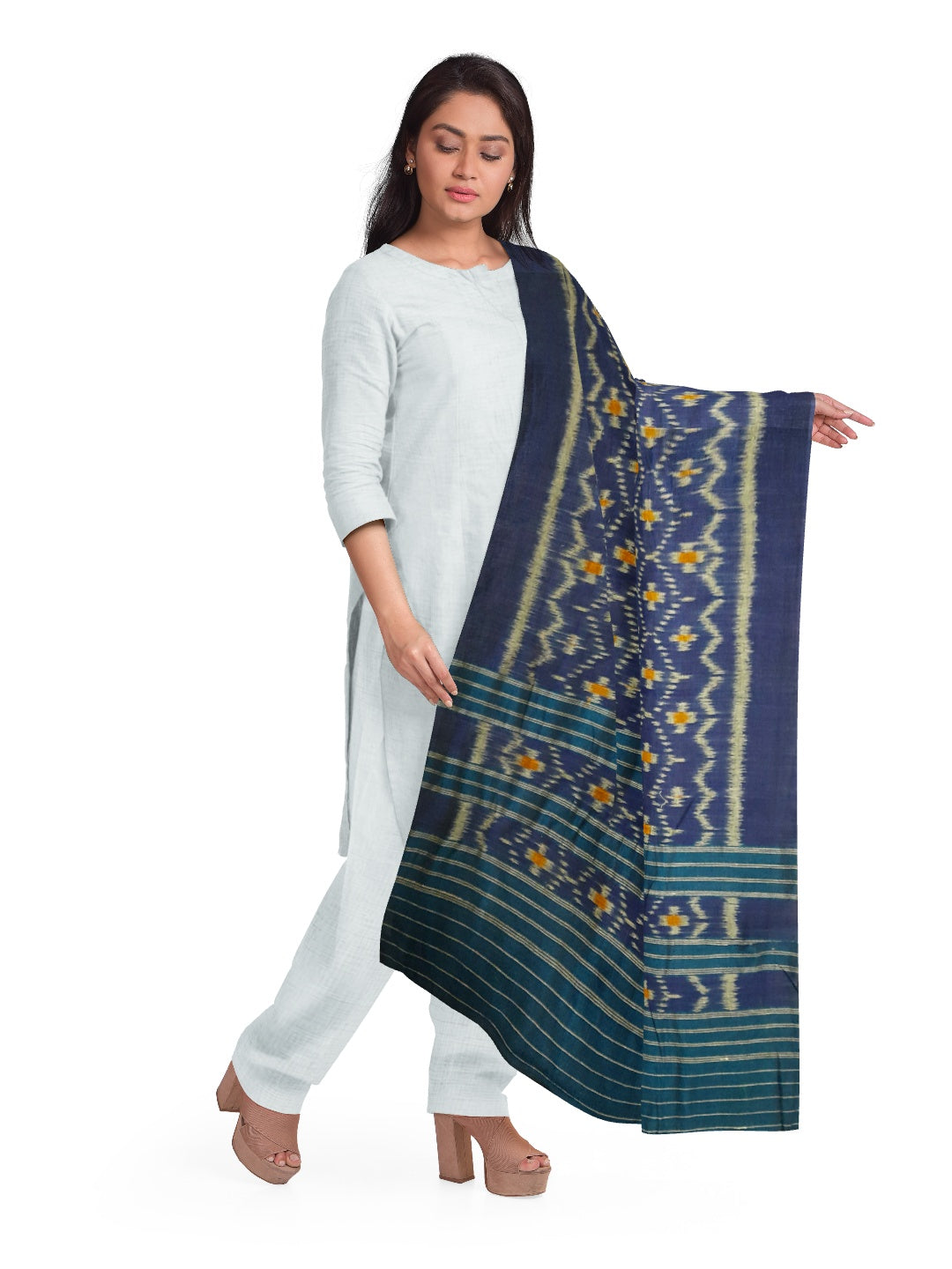 Blue Odisha Cotton Ikat Dupatta
