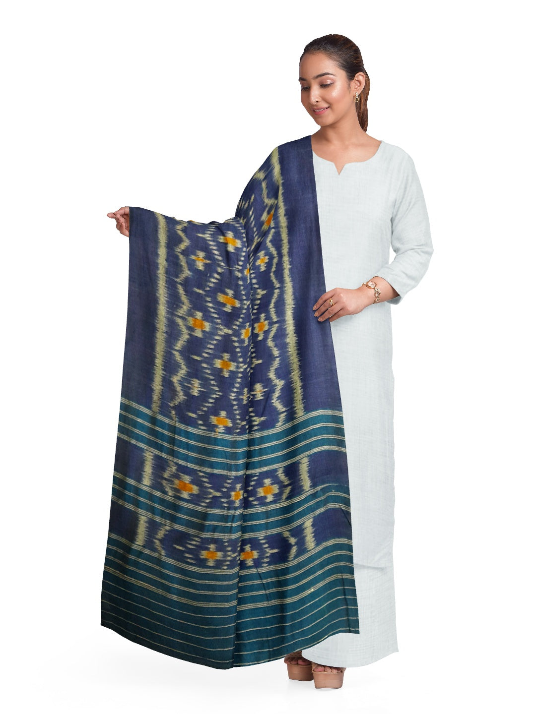 Blue Odisha Cotton Ikat Dupatta