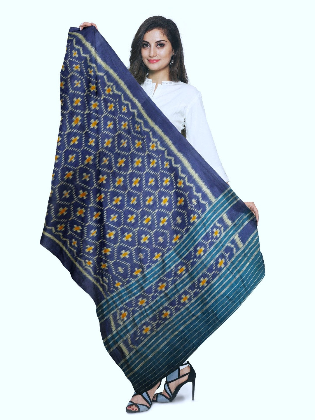 Blue Odisha Cotton Ikat Dupatta