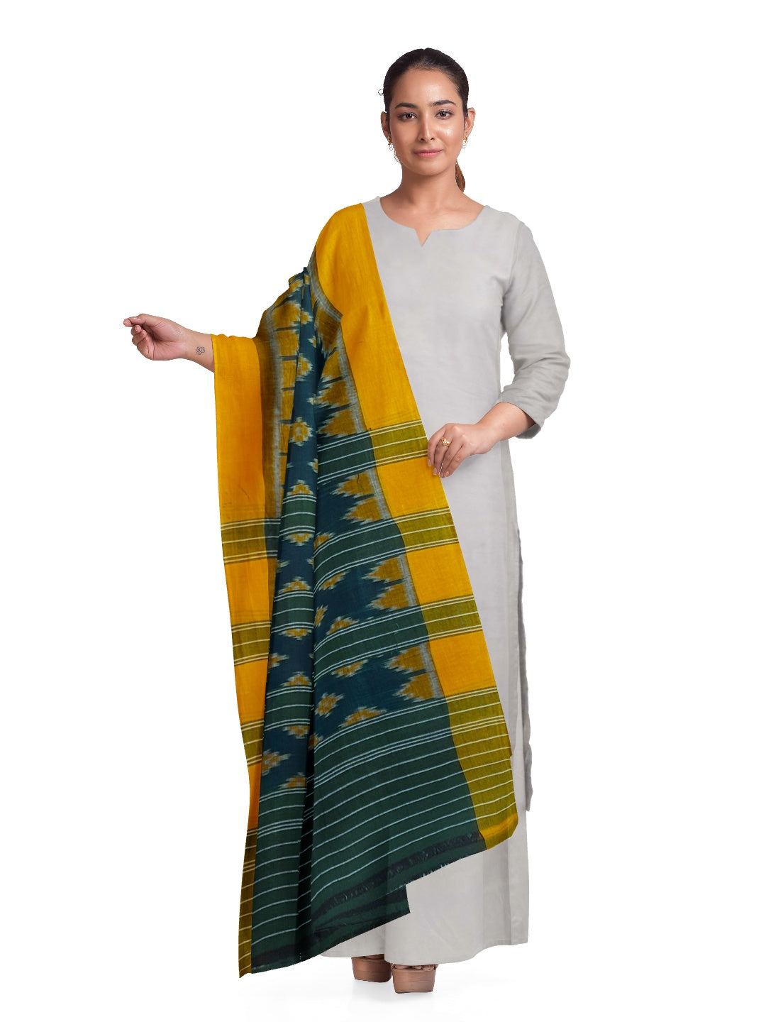 Green Odisha Cotton Ikat Dupatta