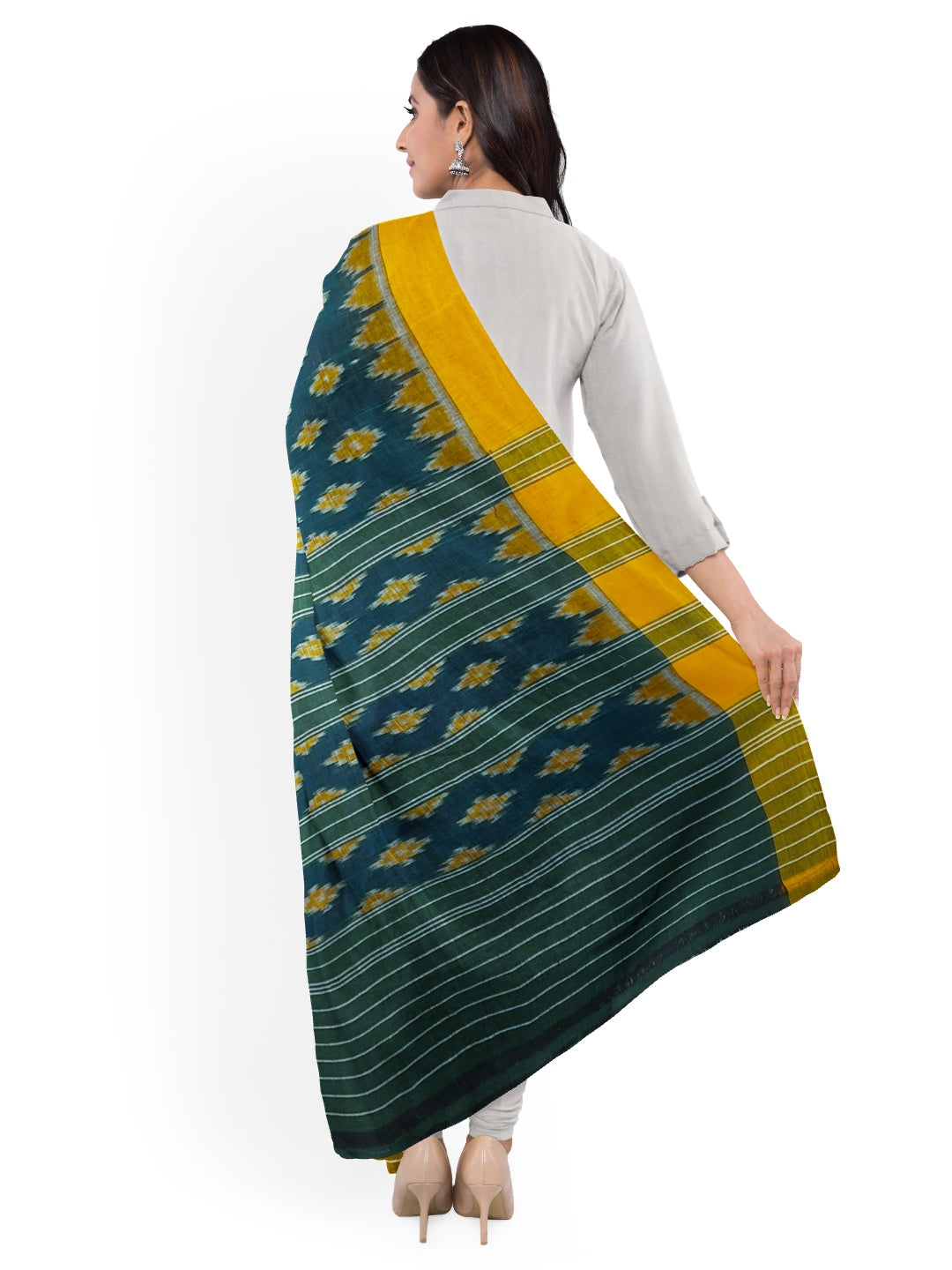 Green Odisha Cotton Ikat Dupatta