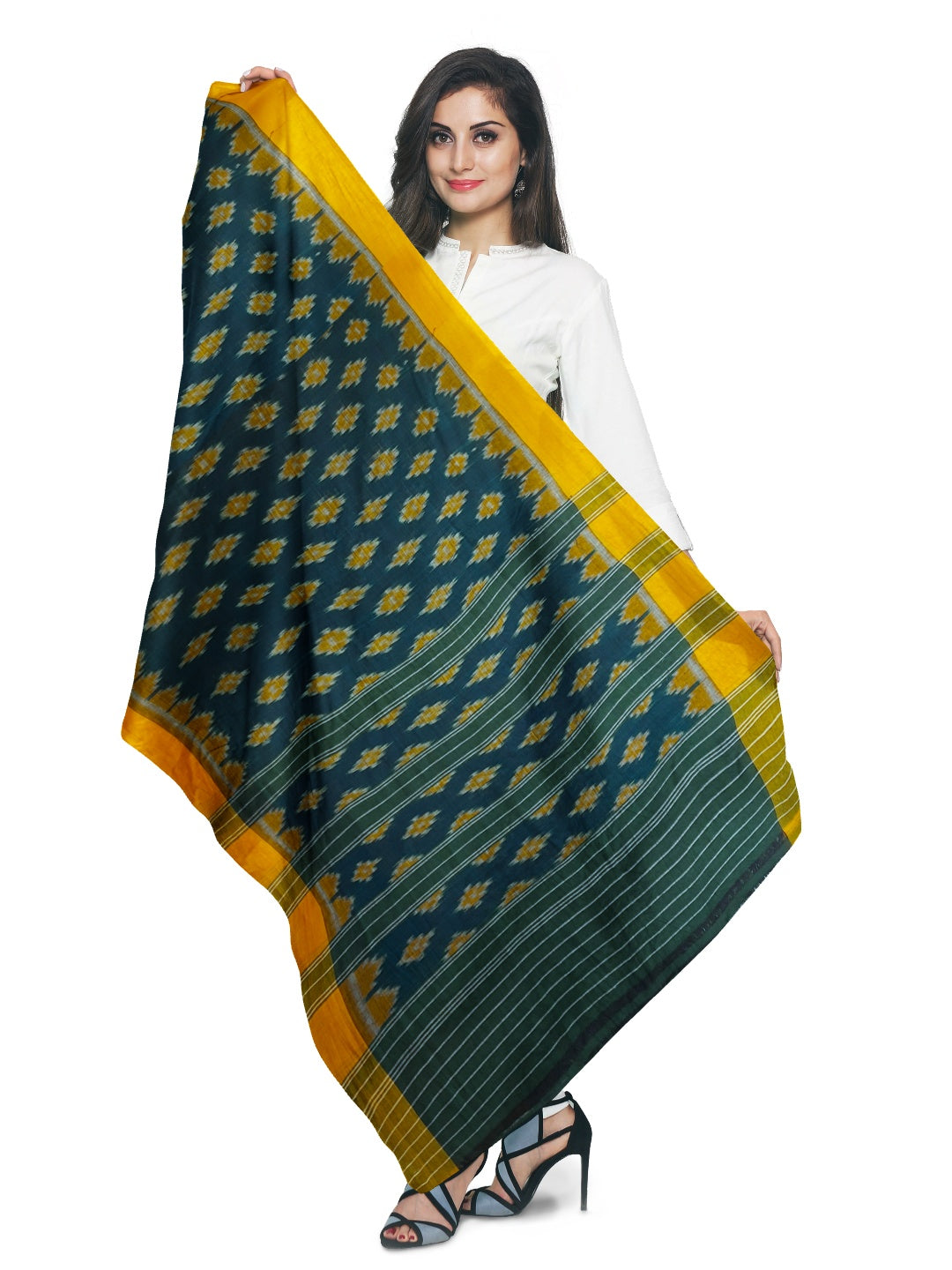 Green Odisha Cotton Ikat Dupatta